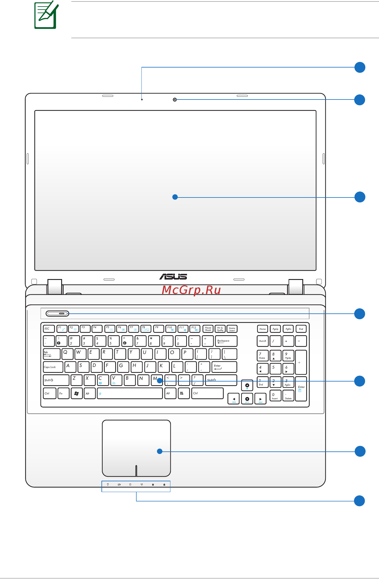 Asus K95VB-YZ009H [16/122] Раскладка клавиатуры может отличаться в зависимости от региона