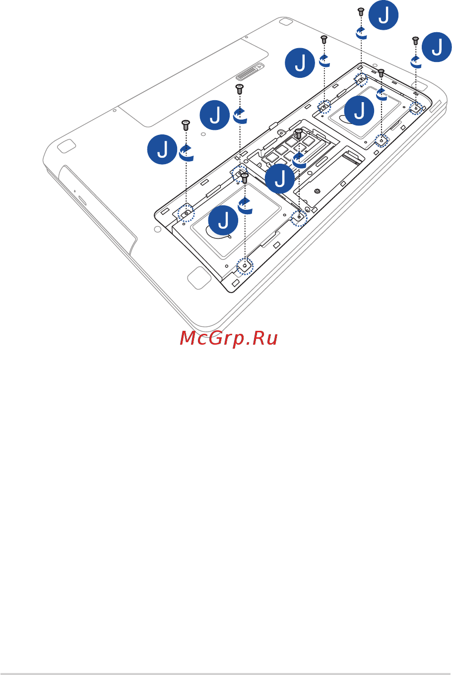 Asus G771JW-T7016H [104/146] J закрепите корзину ранее открученными винтами