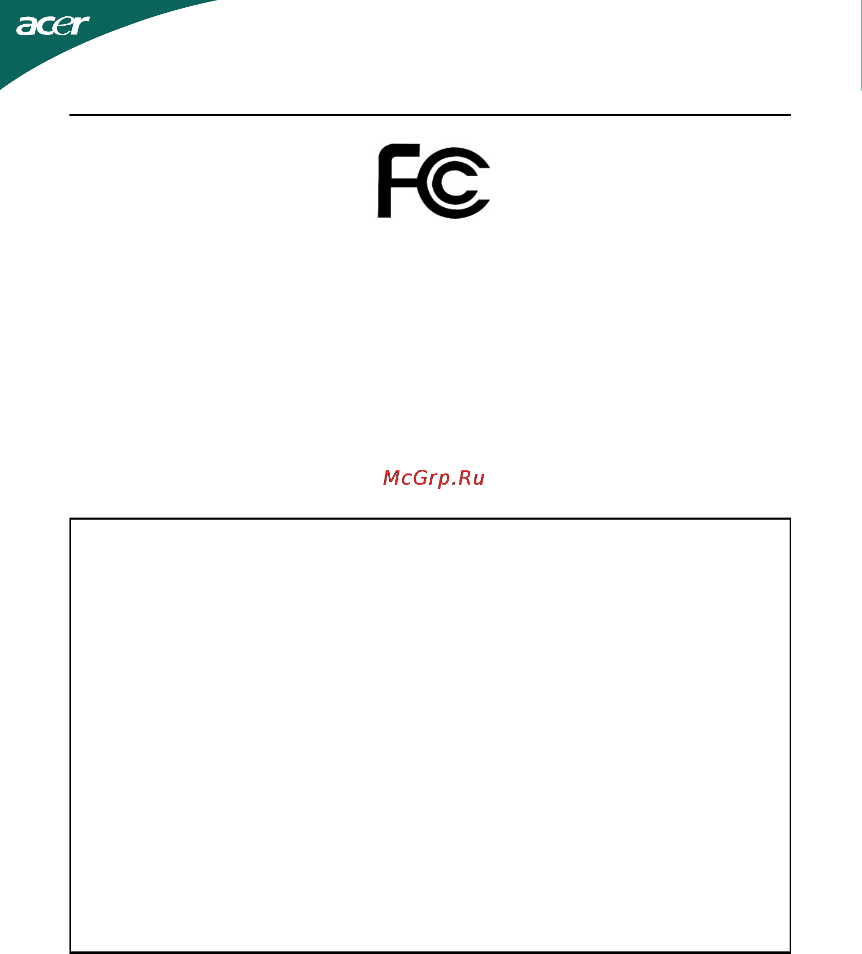 Acer D241HBMI BK/BK [23/43] Federal communications commission declaration of conformity