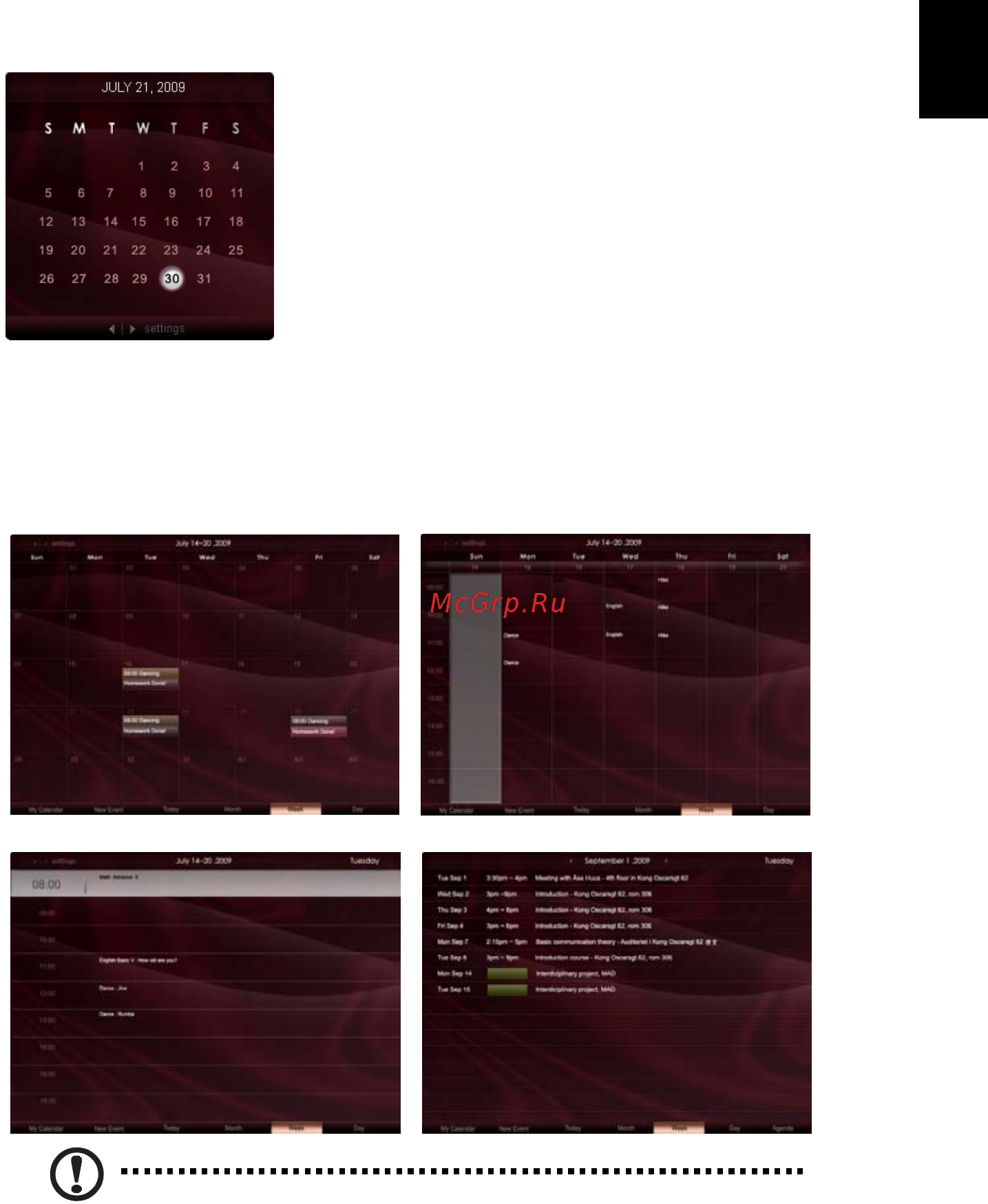 Acer D241HBMI BK/BK [32/43] Календарь