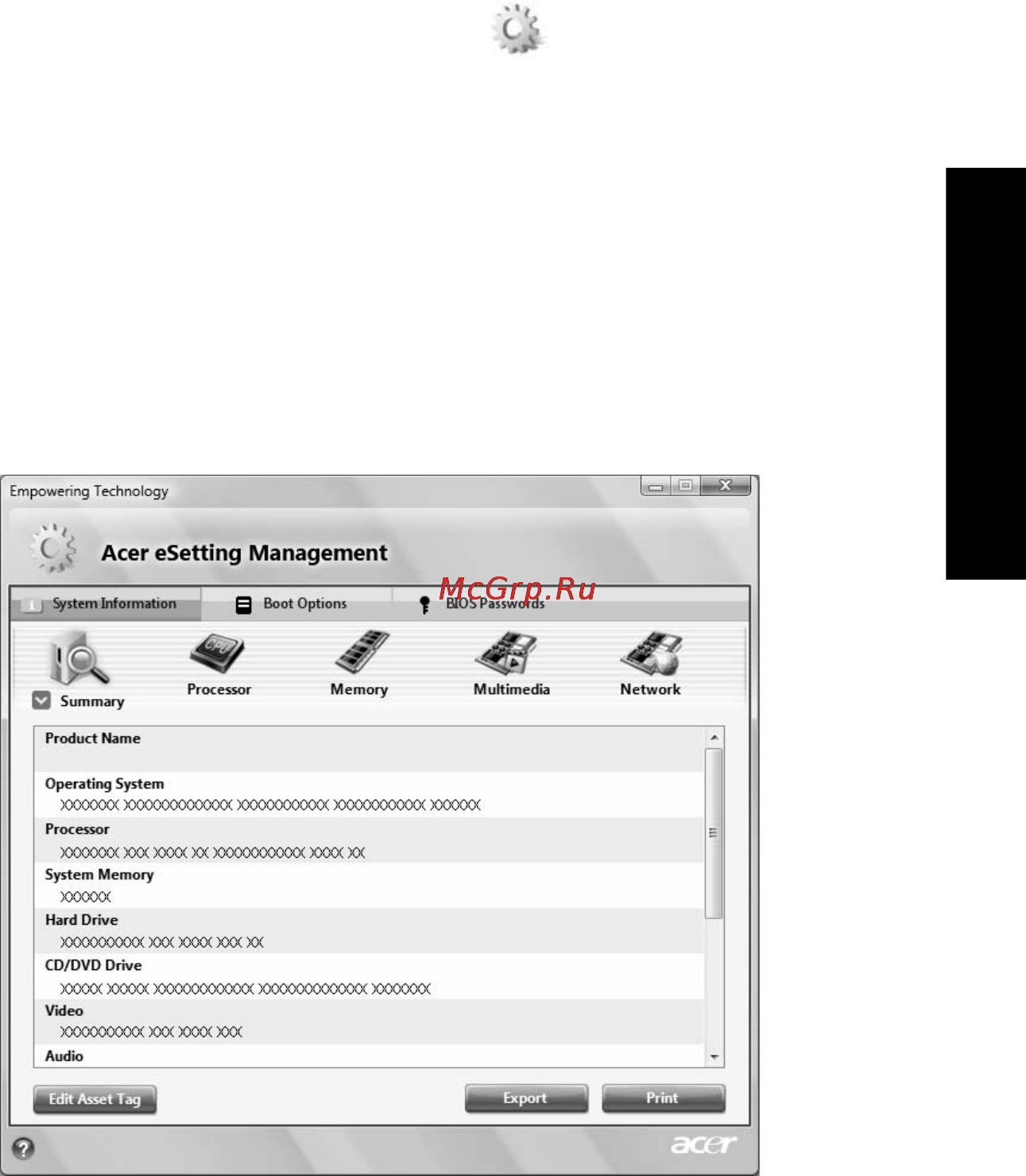 Acer AS7530G-703G25Mi [49/118] Acer esettings management