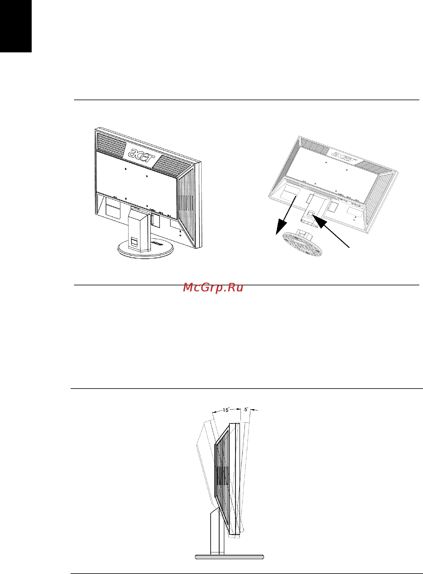 Acer V203HB [16/28] Установка и отсоединение основания