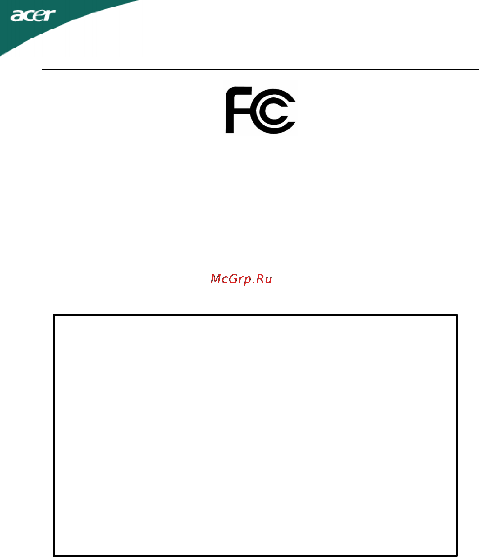 Acer V233HB [24/24] Federal communications commission declaration of conformity
