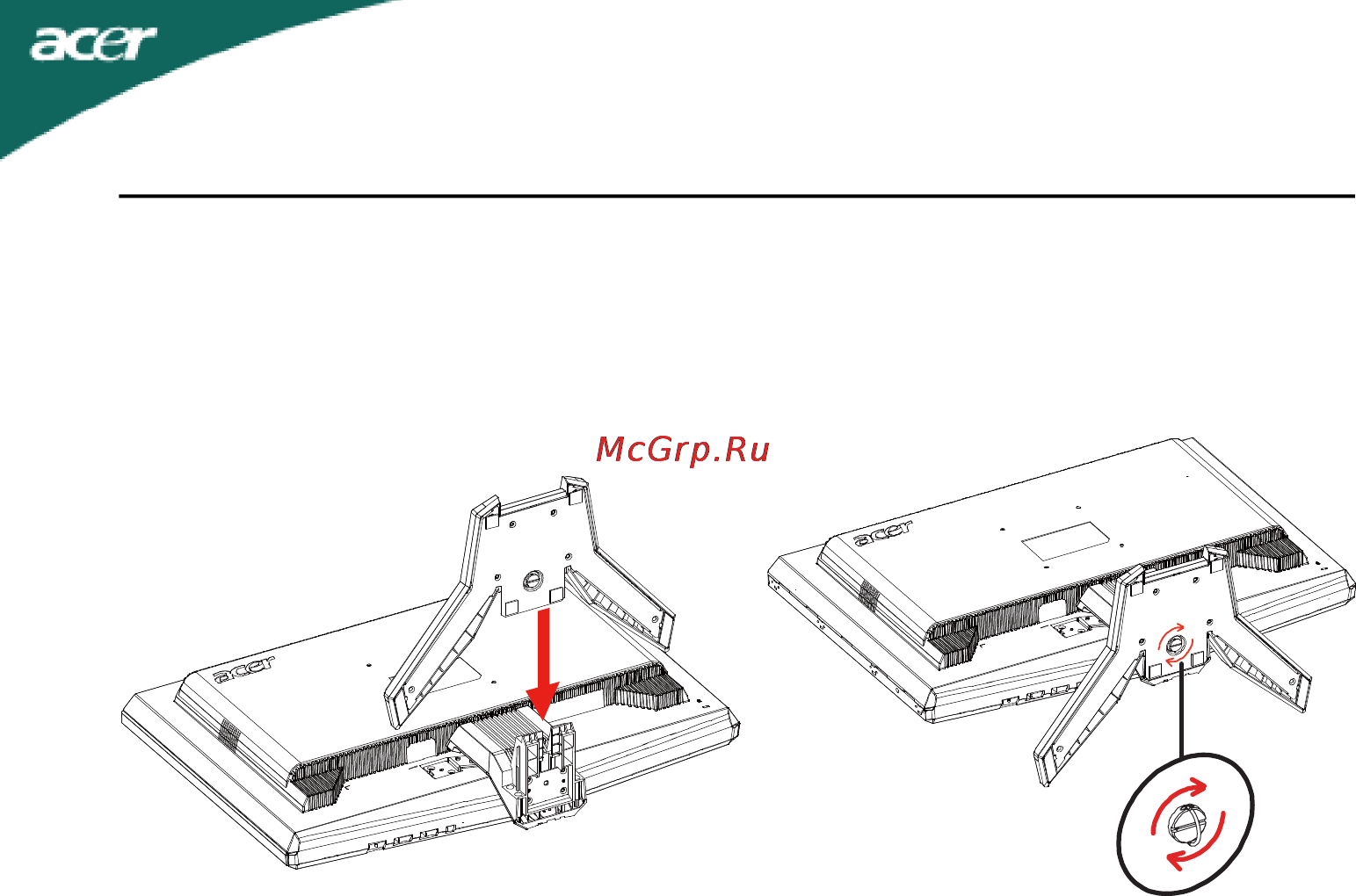 Acer Predator G24oid [7/24] Присоединение и отсоединение основания