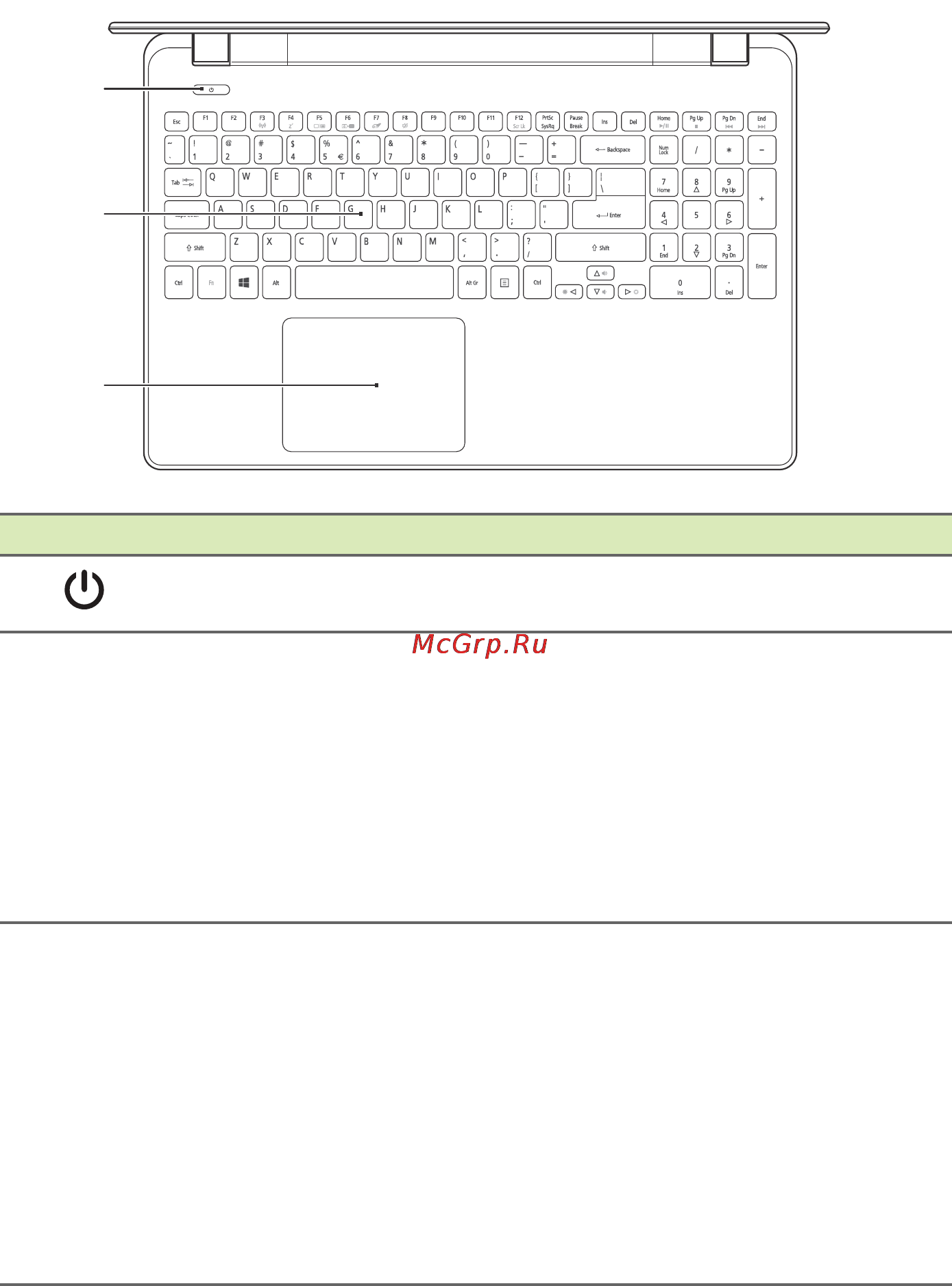 Acer Aspire E5-511-C4JU NX.MPKER.015 [11/96] Вид клавиатуры