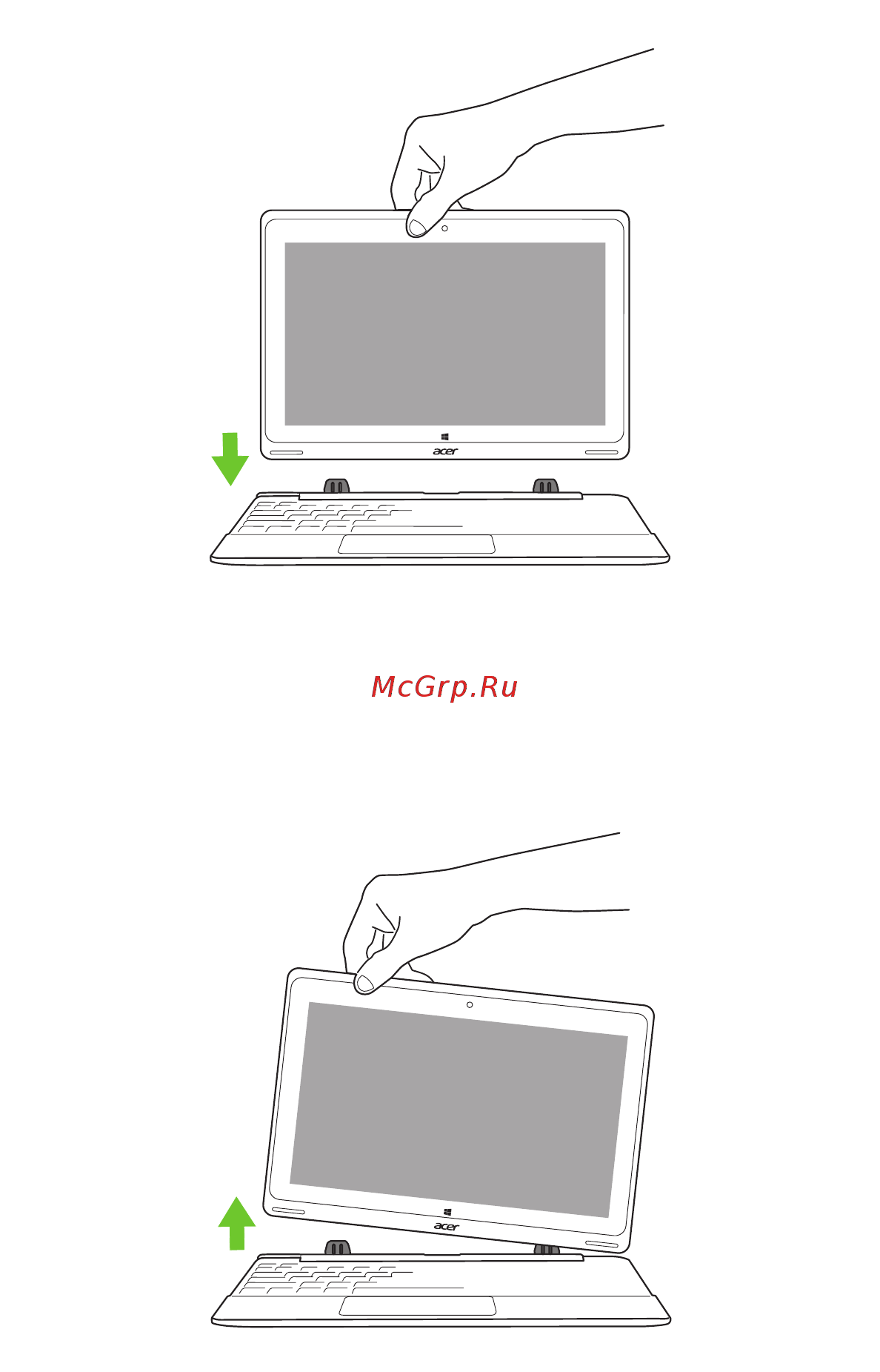 Acer Aspire SwiПланшетh 10 64Gb Dock (SW5-012-11RU) [16/91] Подсоединение и отсоединение клавиатуры