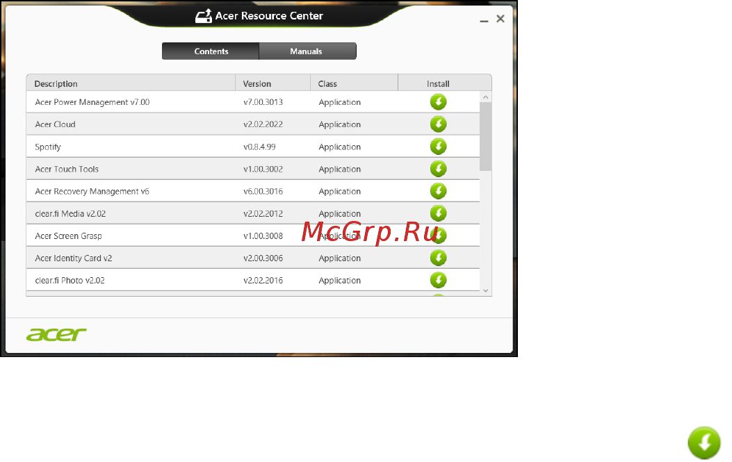 Acer Aspire SwiПланшетh 11 60GB Dock (SW5-171-3371) [29/90] Если вы выполняете переустановку при помощи резервной копии драйверов и приложений записанной на dvd диске или usb накопителе выполните следующие действия