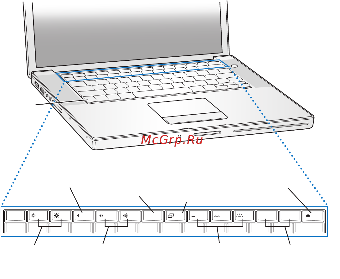 Apple MacBookPro 15\'\' MB133RS/A [24/78] Функции клавиатуры macbook pro