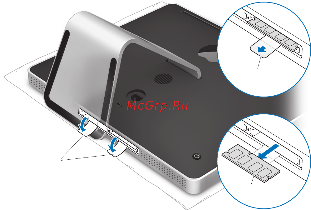 Apple iMac MB419RS/A + планшет WACOM [35/73] Отогните скобы в отсеке памяти