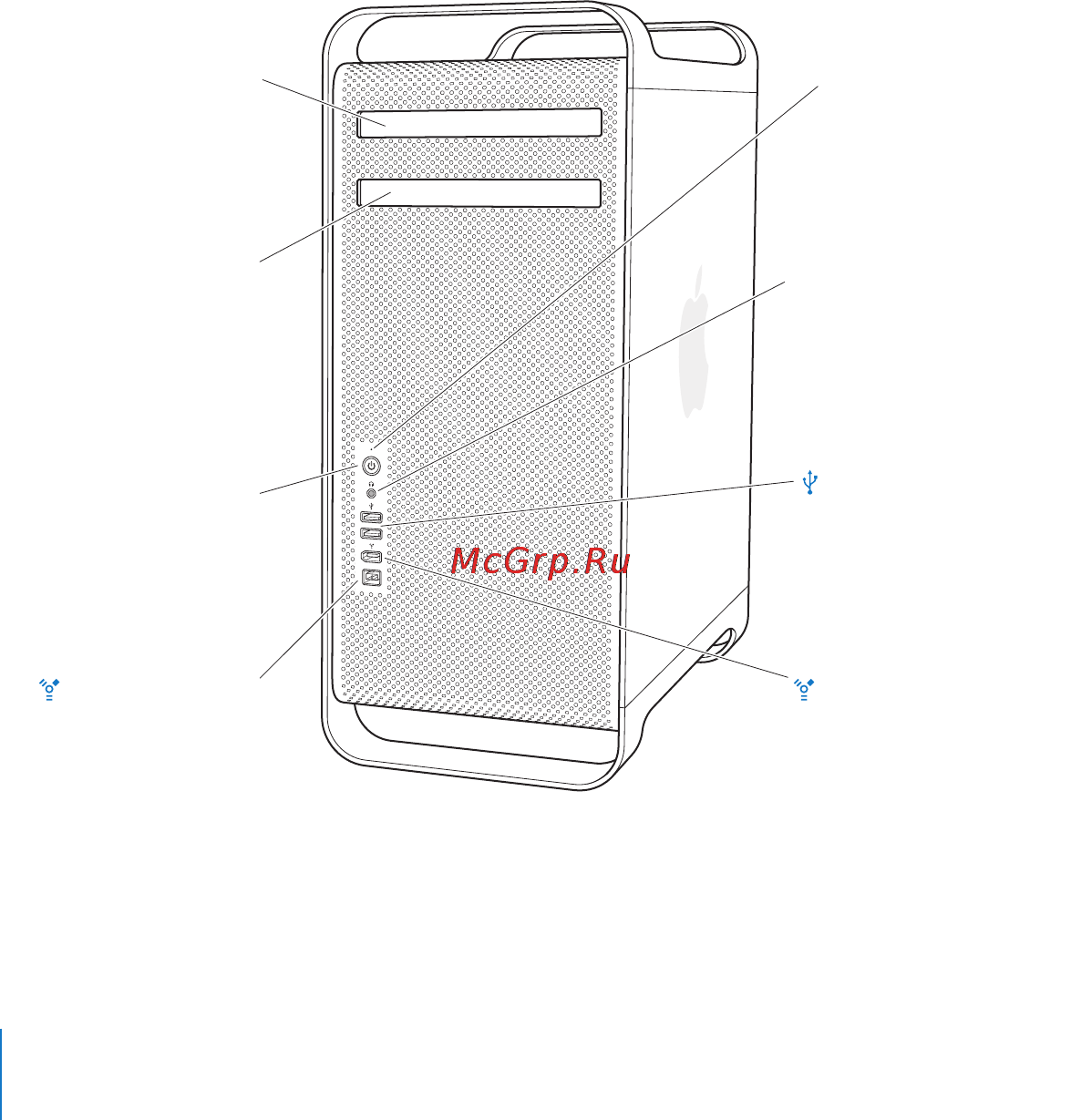 Apple Pro MA356 [20/100] Основные функции на лицевой стороне mac pro