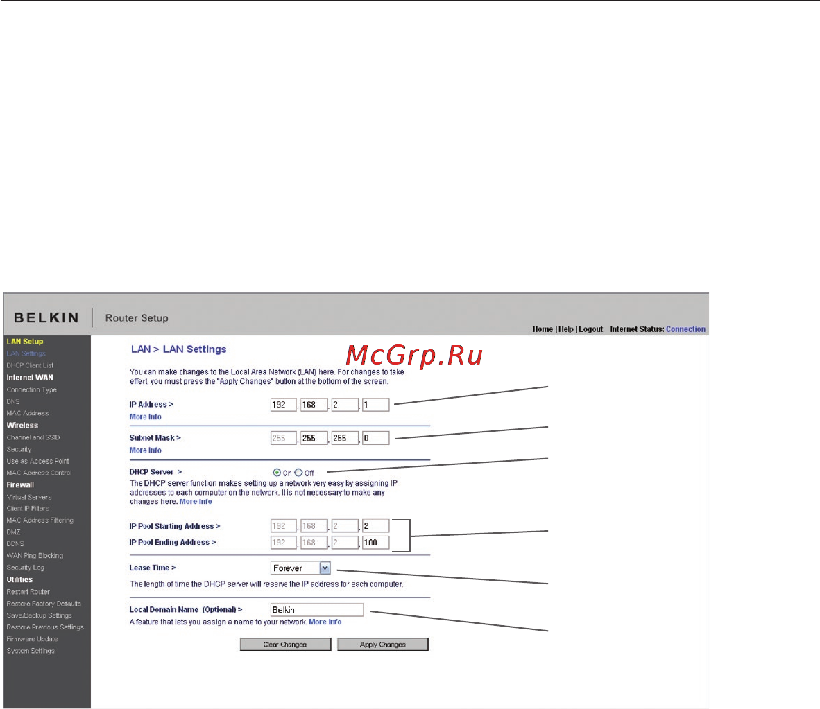 Belkin F5D8233yy4 [42/106] Использование расширенного пользовательского web интерфейса