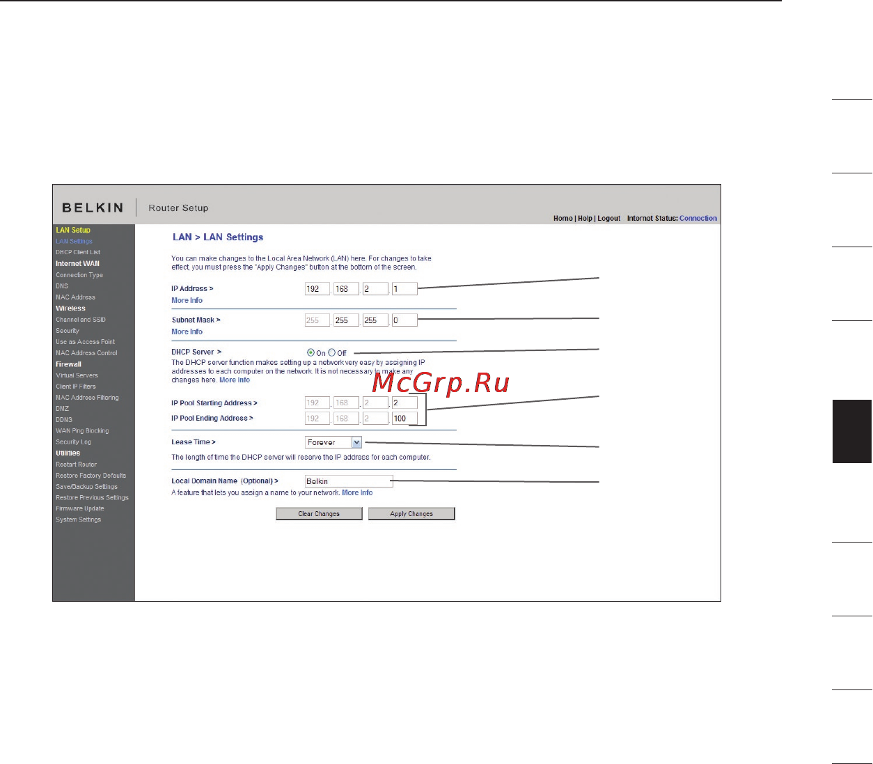 Belkin D8633yy4A [45/101] Использование расширенного пользовательского web интерфейса