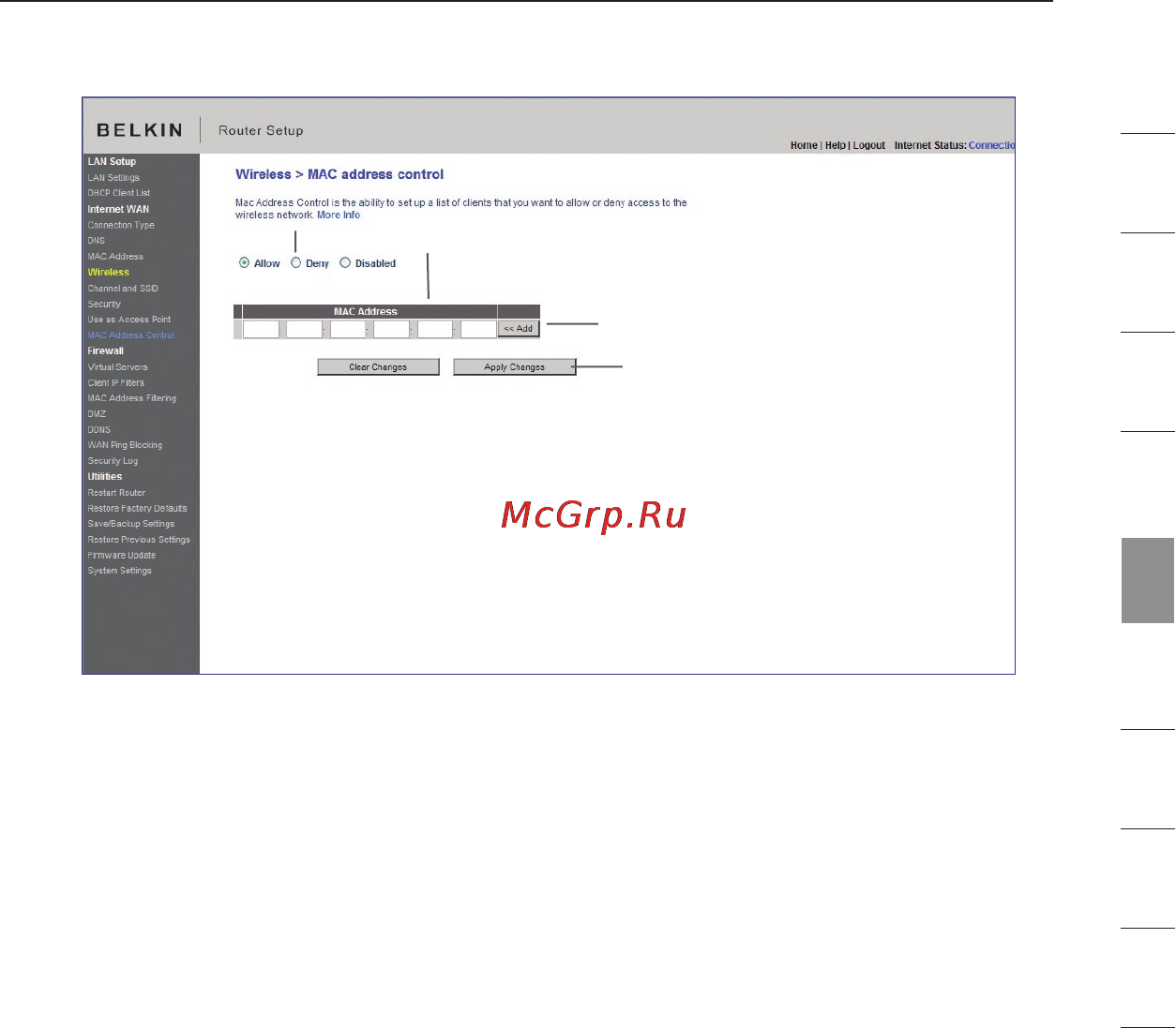 Belkin D8633yy4A [59/101] Использование расширенного пользовательского web интерфейса