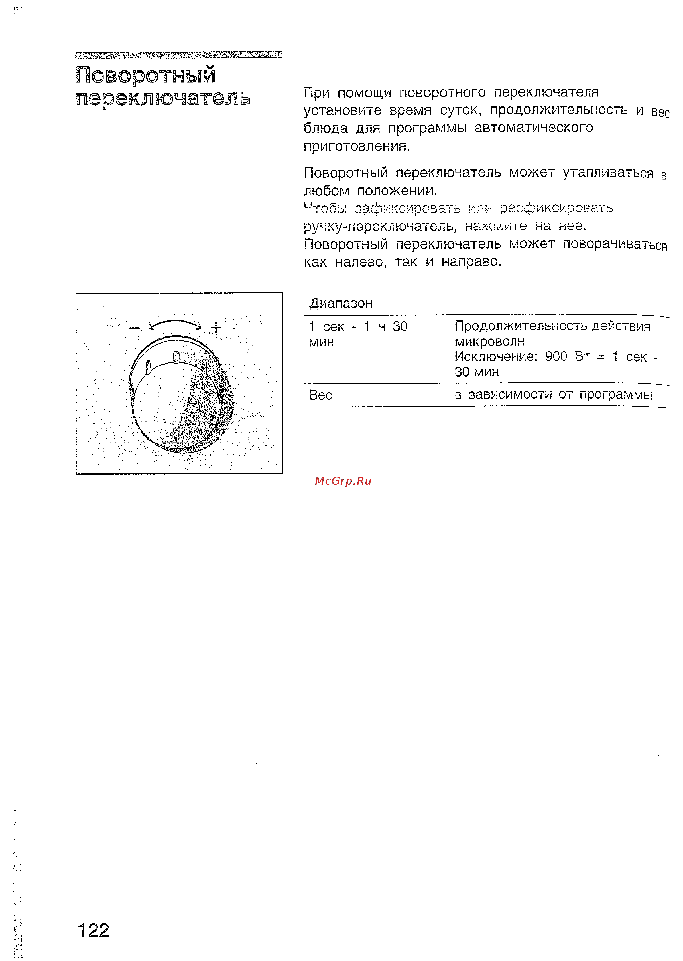 Bosch HMT 85M660 [12/42] Поворотный переключатель