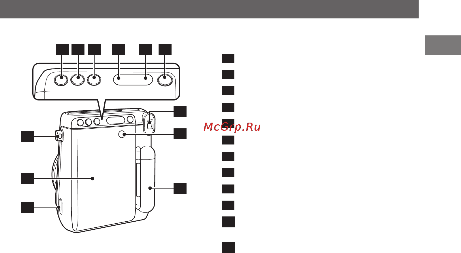 Fujifilm Instax Mini 70 Blue [5/28] Наименования деталей продолжение