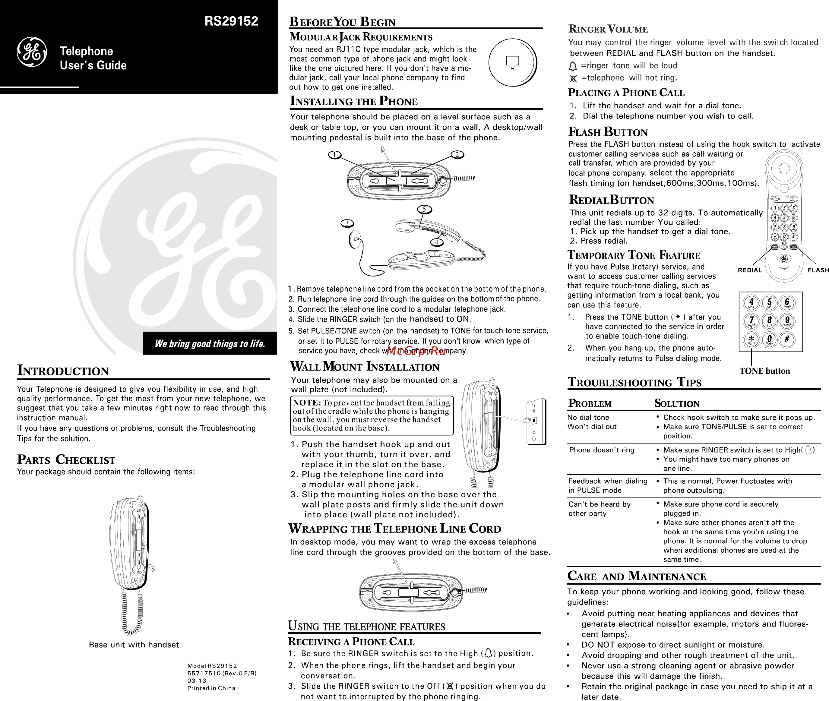 General Electric 9152 GE1 Инструкция по эксплуатации онлайн