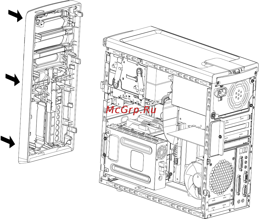 HP Pavilion m9250ru [10/384] Возвращение на место передней панели