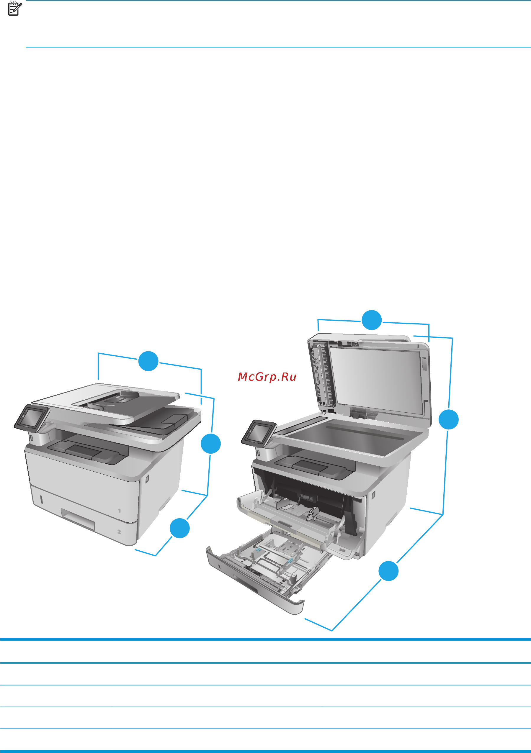 HP LaserJet Pro MFP M426fdw [23/194] Размеры принтера
