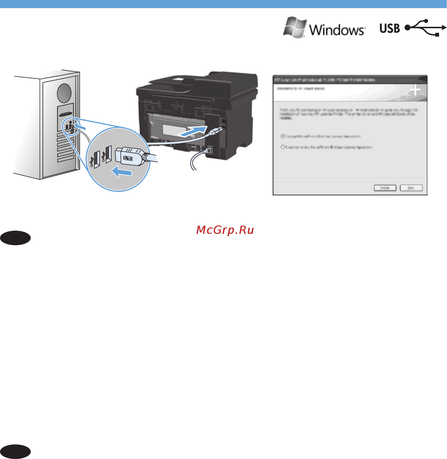 HP LaserJet Pro M1212nf CE841A.ACB [14/32] Postupujte podľa pokynov na obrazovke ak budete vyzvaní aby ste vybrali typ pripojenia vyberte možnosť configure to print using usb konfigurovať na tlač pomocou usb