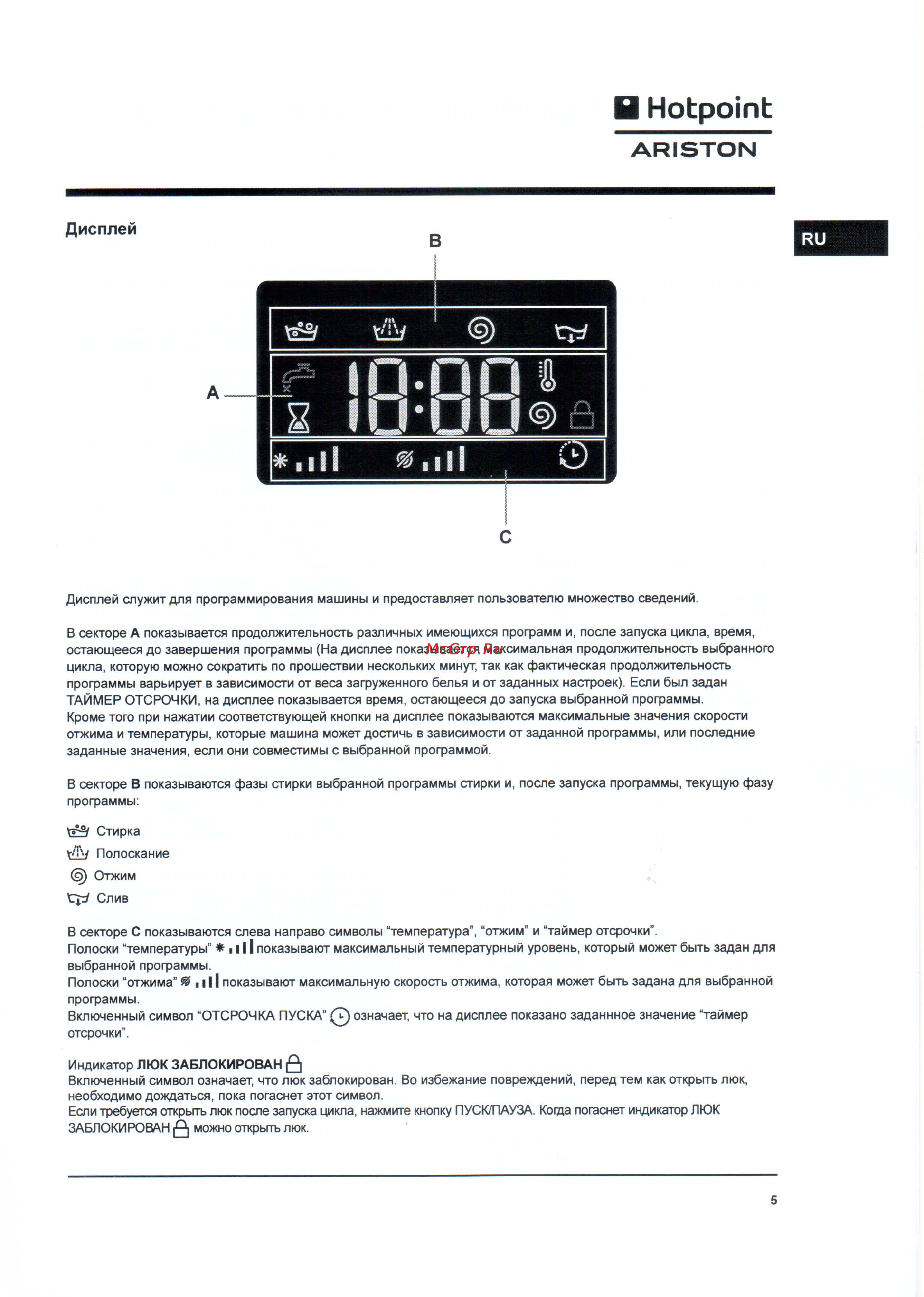 Hotpoint-Ariston RST 602 K [5/24] Дисплей