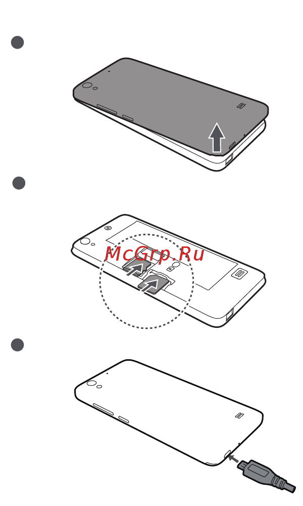 Honor G620S Black [3/35] Следуя инструкциям на нижеприведенном рисунке установите карту microsim нажмите и удерживайте кнопку питания чтобы включить телефон