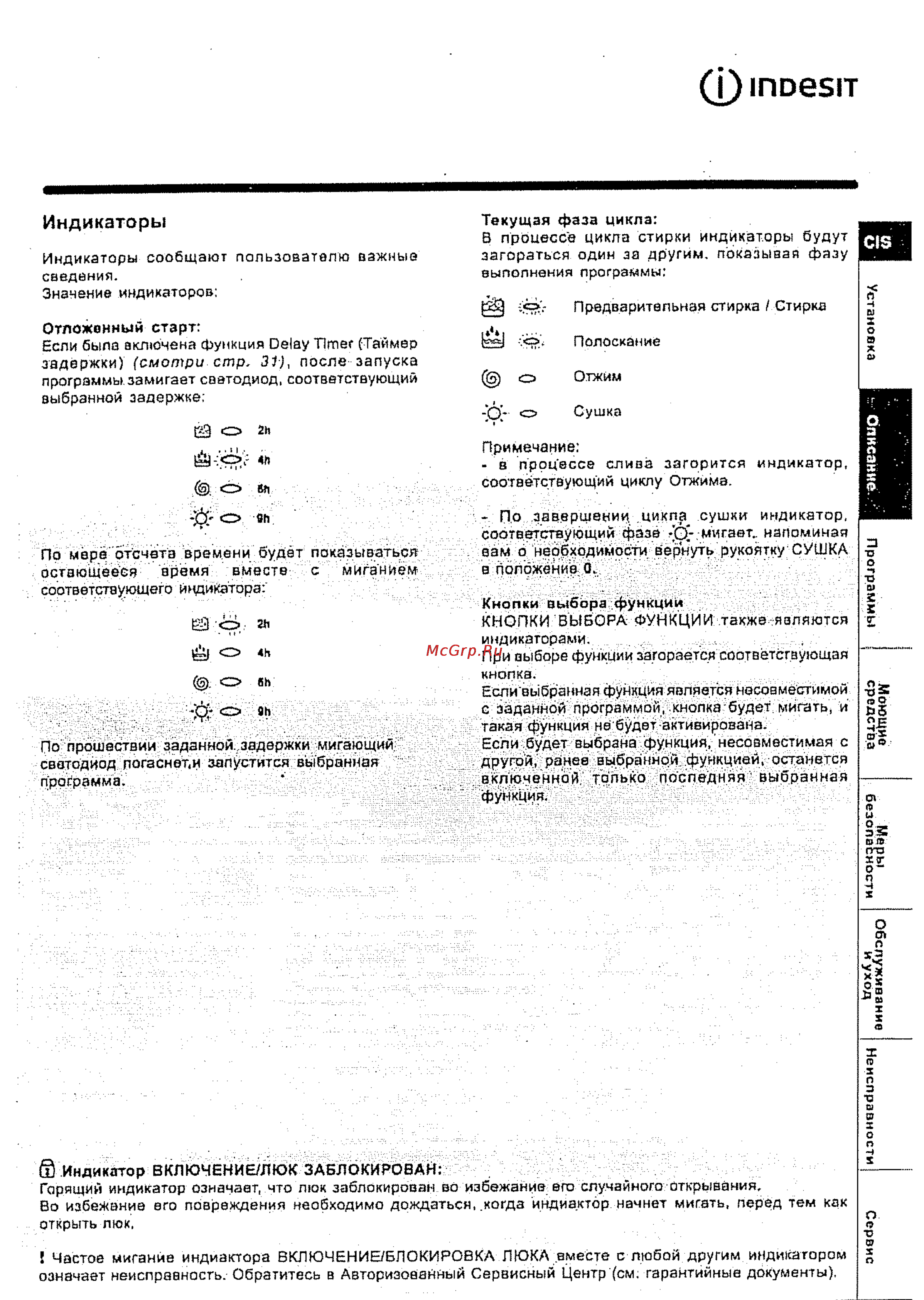 Indesit WIDL 106 EX [5/12] Индикаторы