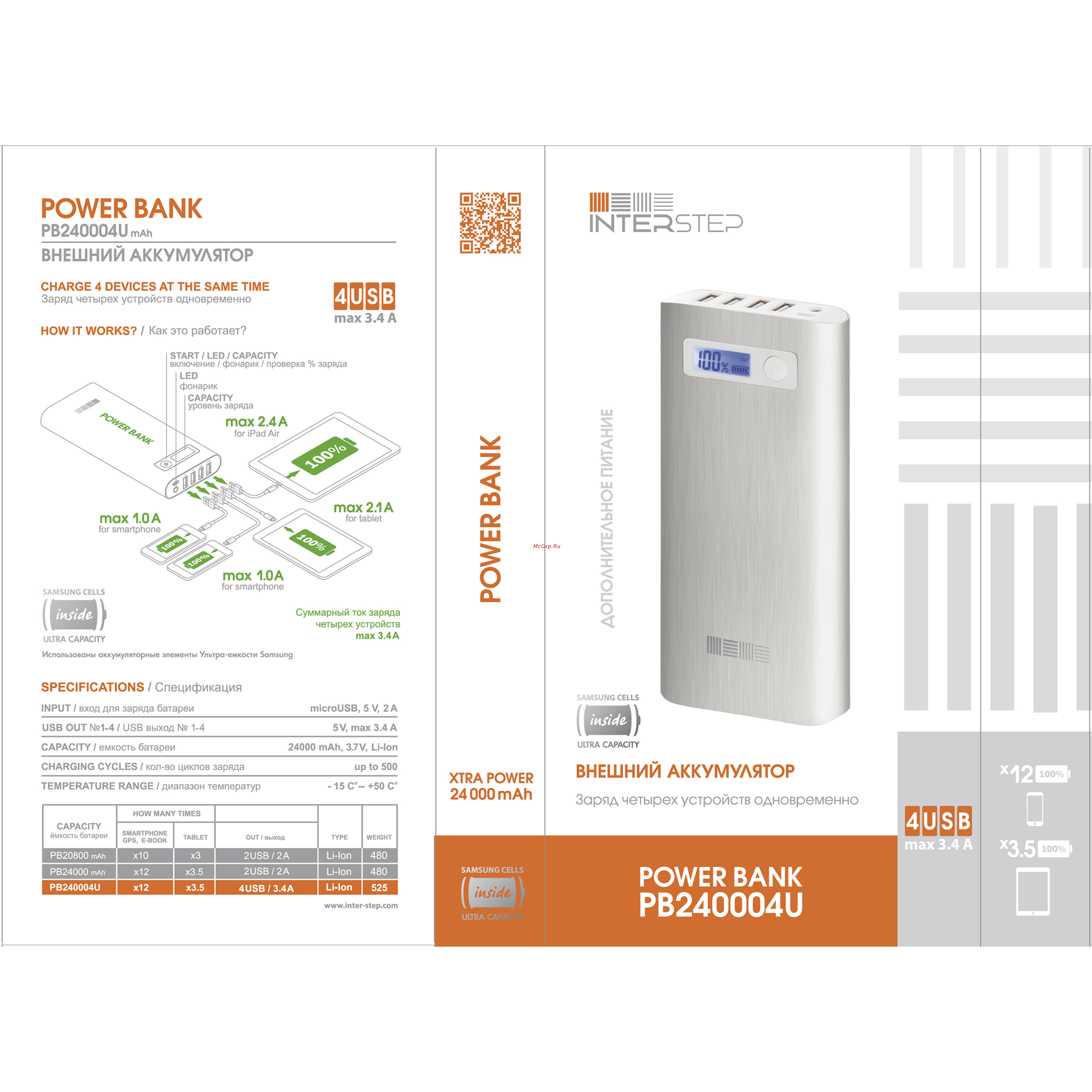 Inter-Step PB240004U (IS-AK-PB240004U-000B201) 24000 mAh Инструкция по эксплуатации онлайн
