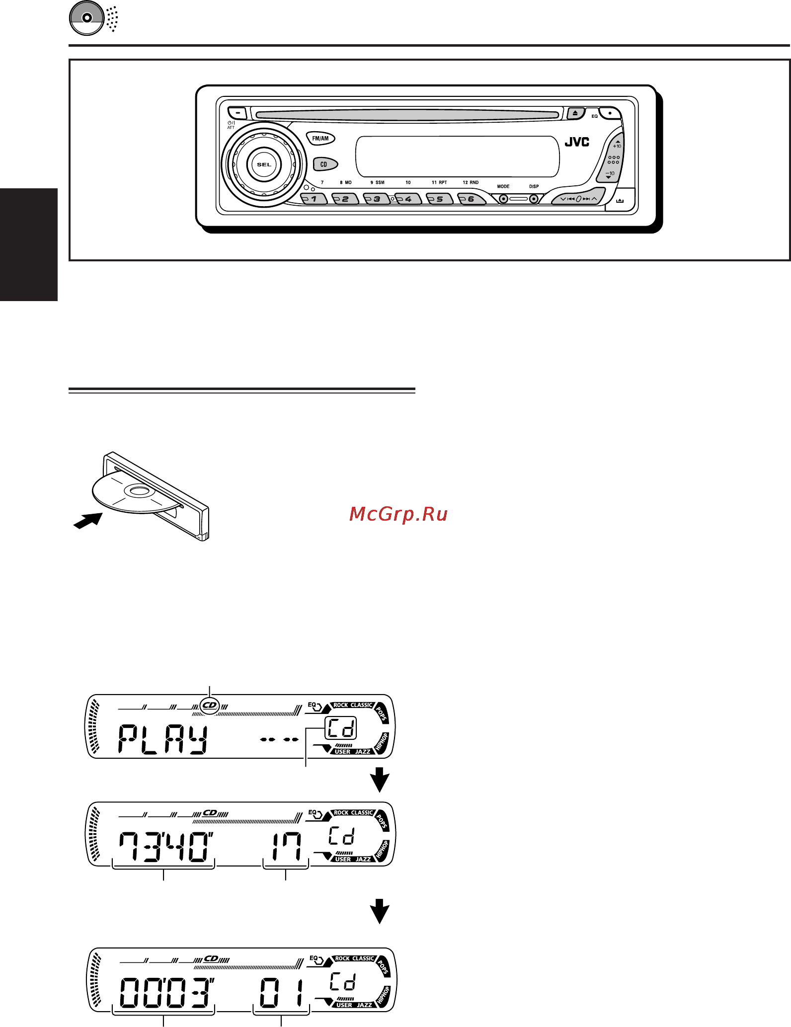 JVC KD-G407 EE [12/36] Воспроизведение компакт диска