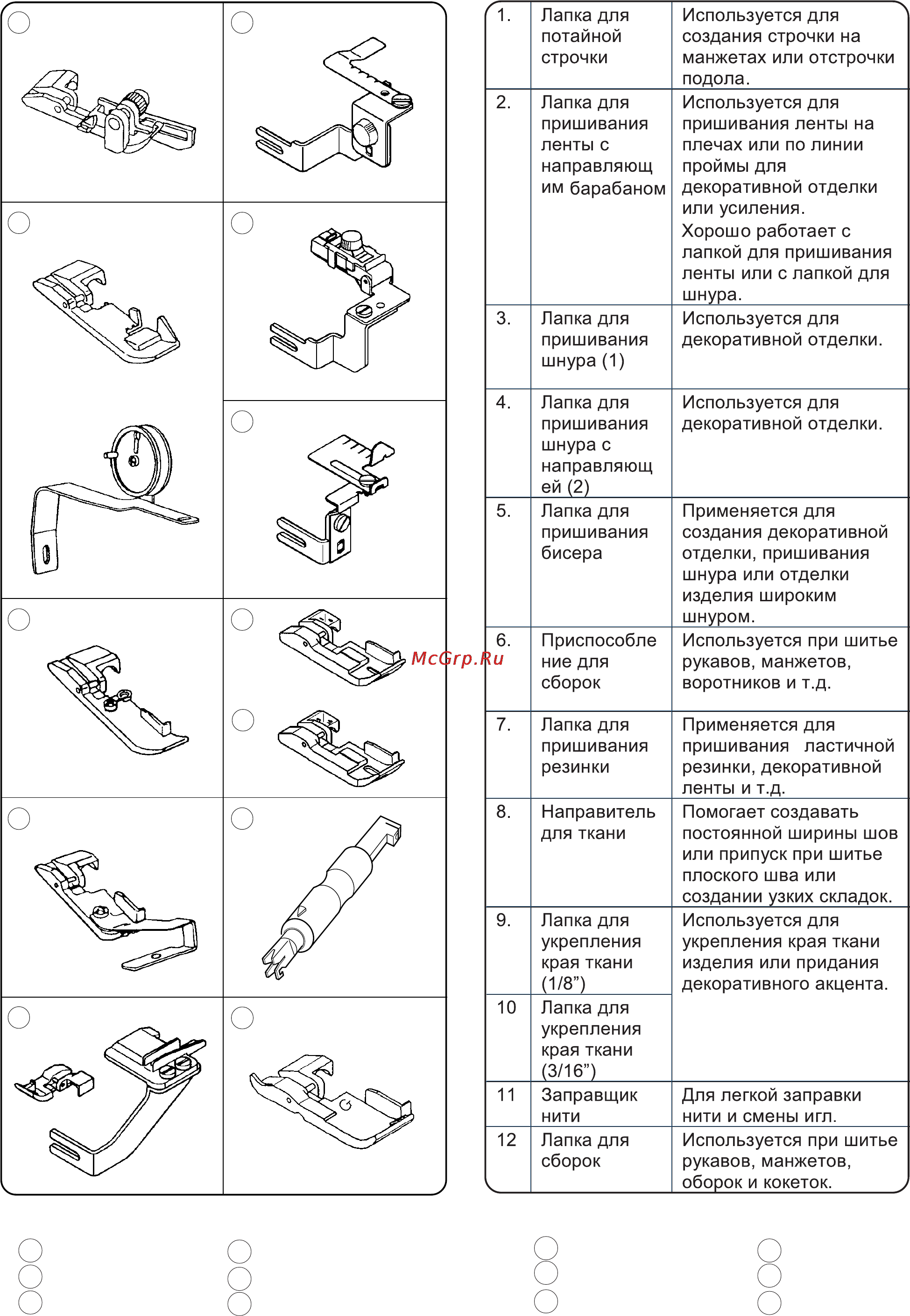 Janome 4852D [41/42] Дополнительные аксессуары