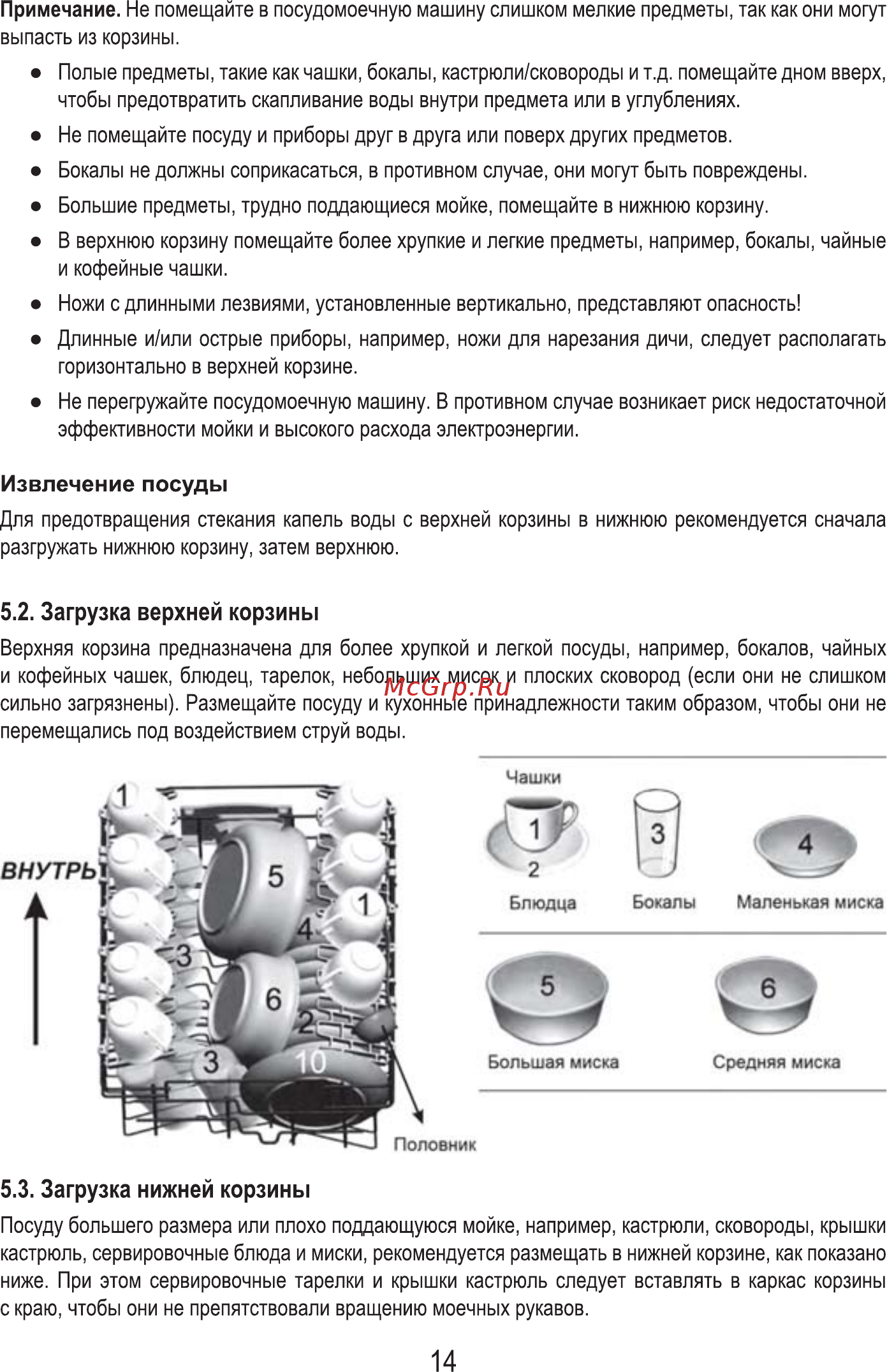 MBS DW-601 [16/80] Загрузка верхней корзины