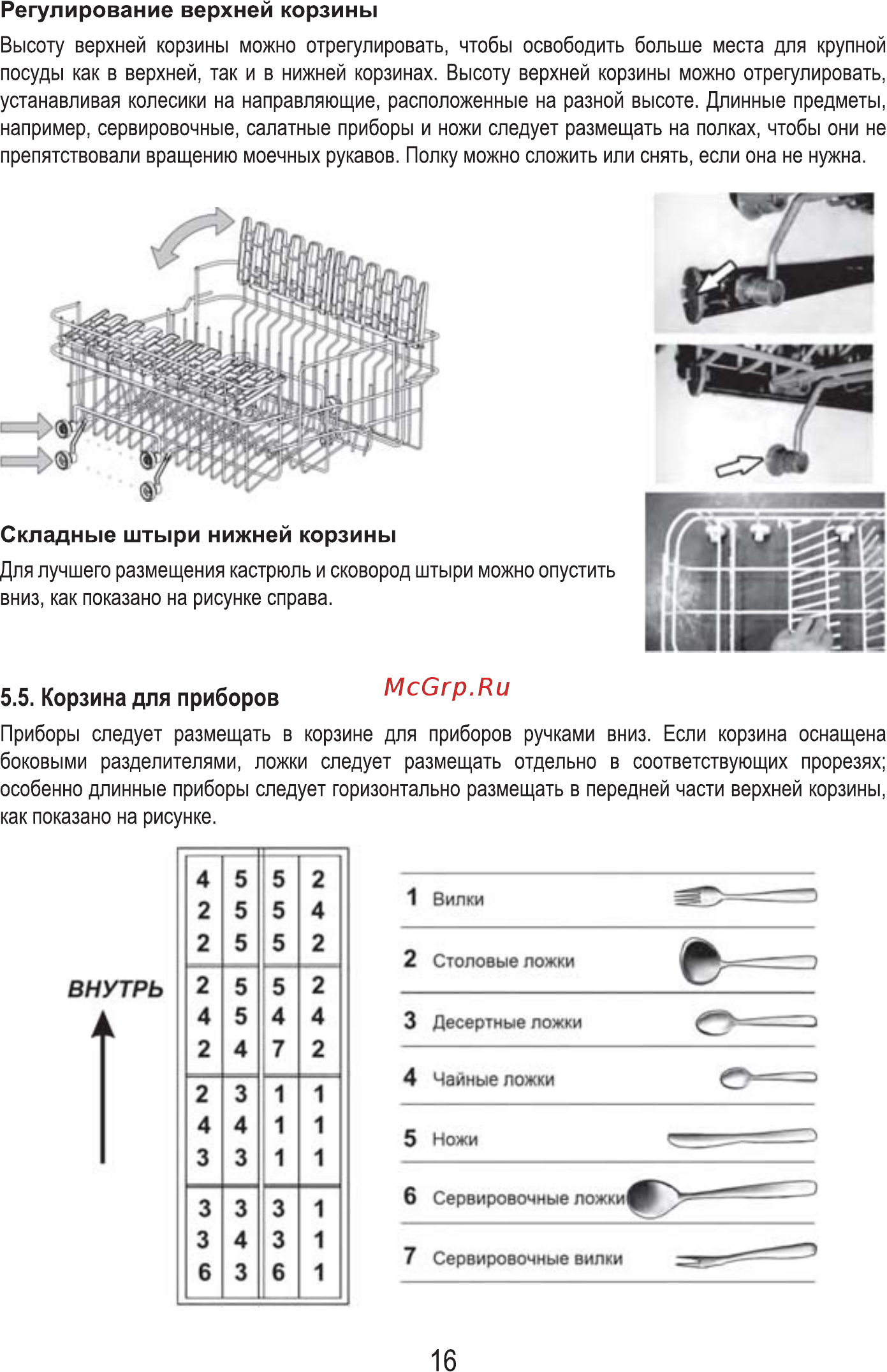 MBS DW-601 [18/80] Корзина для приборов