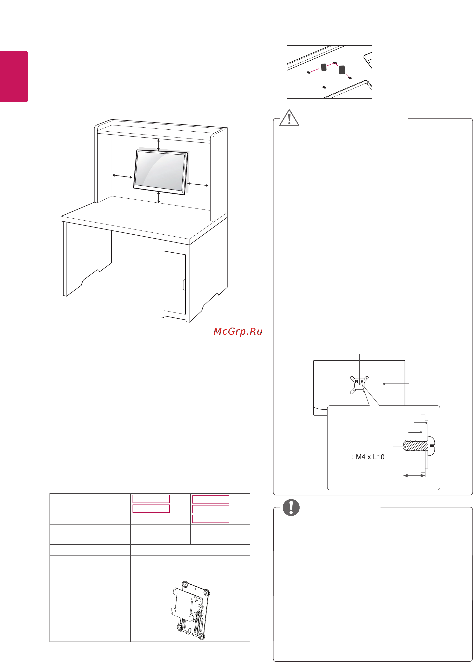 LG 20M47D-B [12/37] Крепление на стене