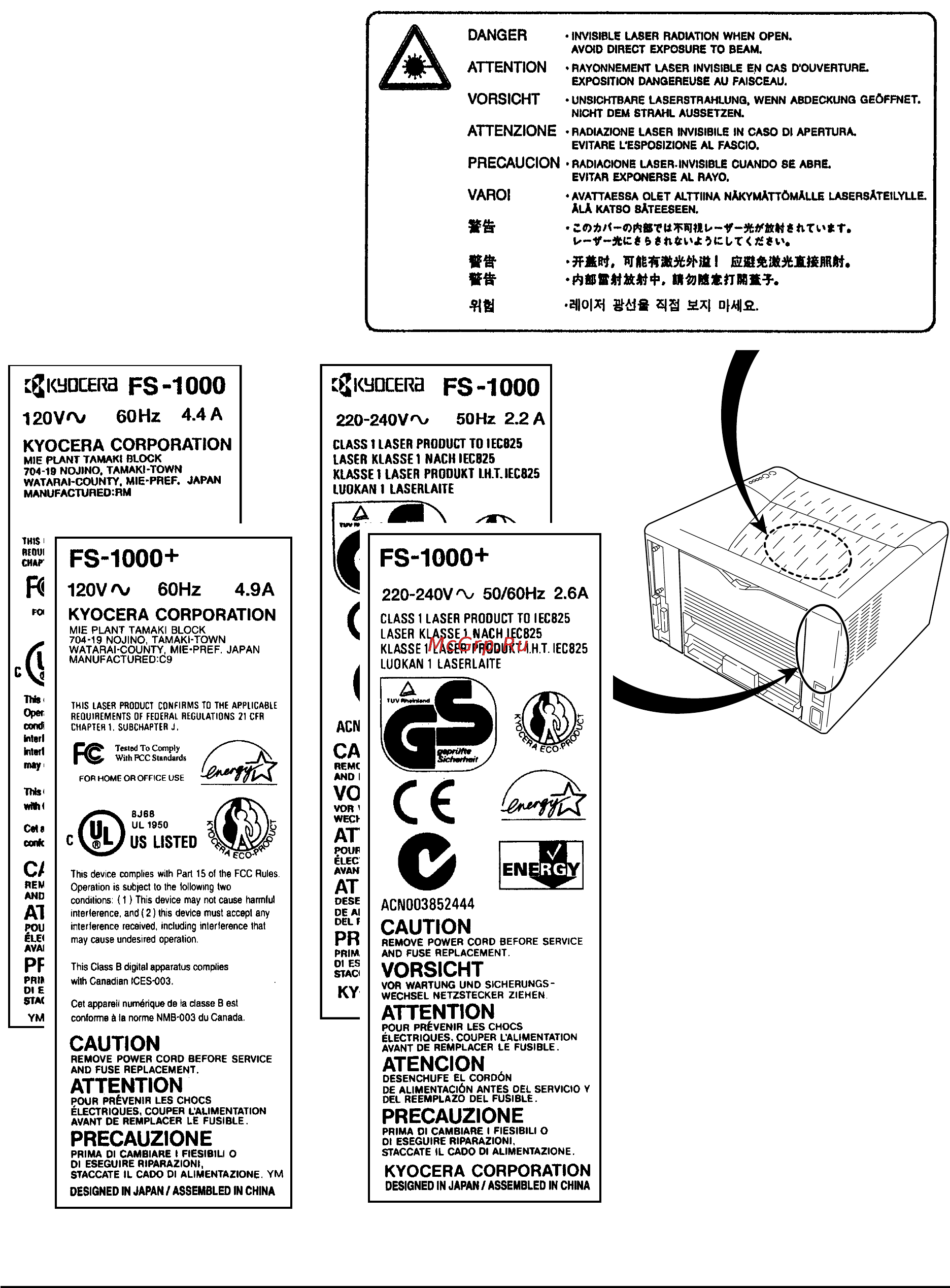 Kyocera FS-1000 Plus Сервис мануал онлайн [12/163] 134925