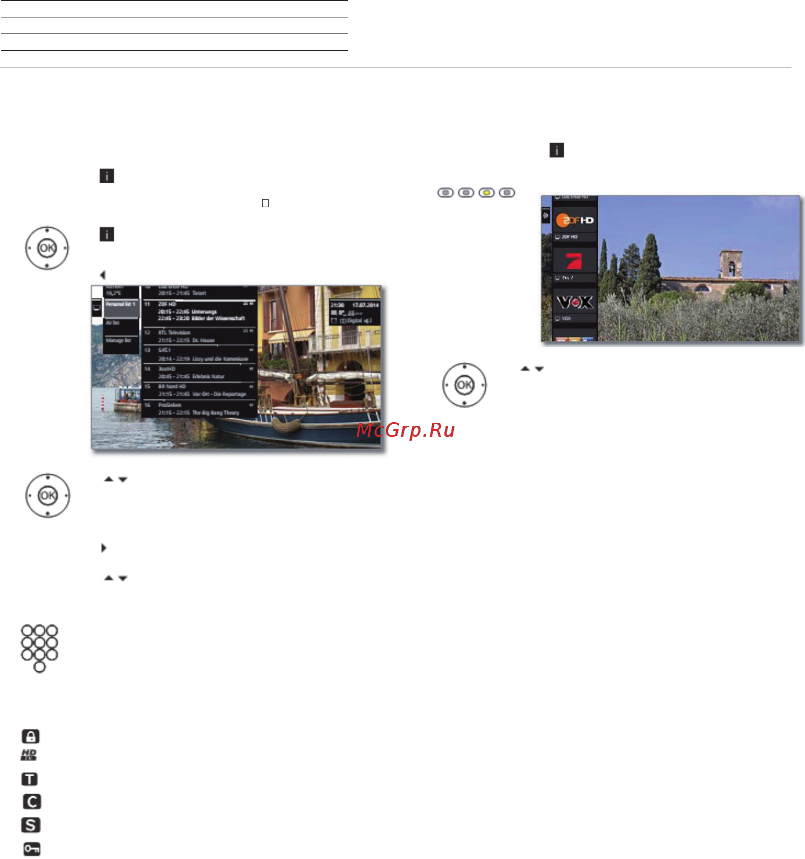Loewe Connect 48 UHD 54444T50 Silver + Black [19/54] Пояснение к символам следующим за названиями станций