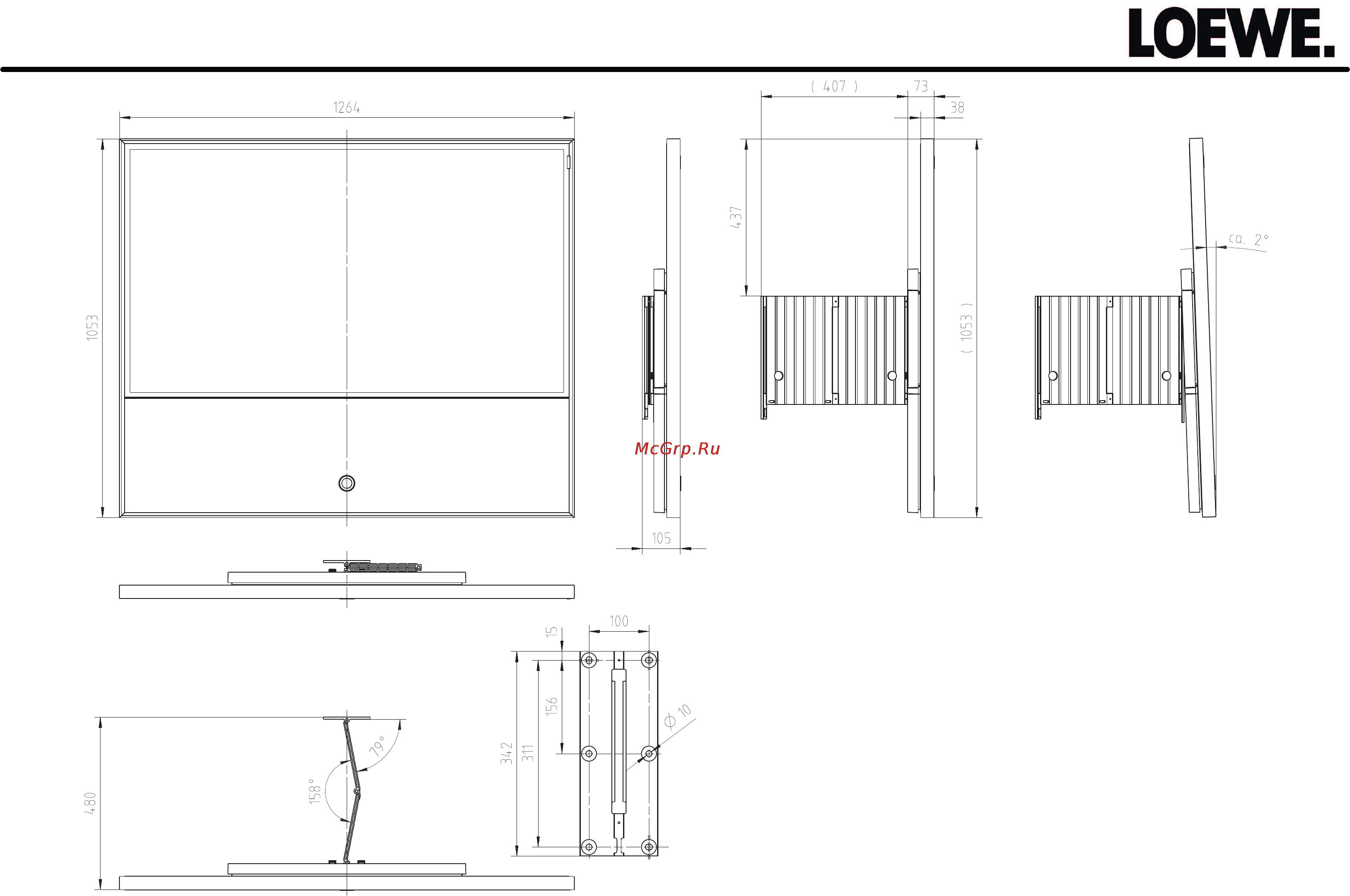 Loewe Wall Mount Isoflex R ID 40-55 71515T00 Silver Инструкция по эксплуатации онлайн