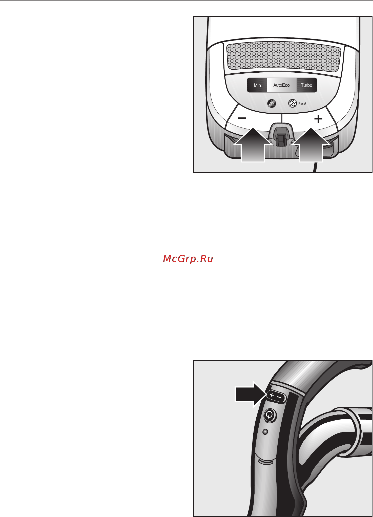 Miele S 5280 серебристый [20/48] Кнопки на рукоятке пы лесоса с дистанционным уп равлением