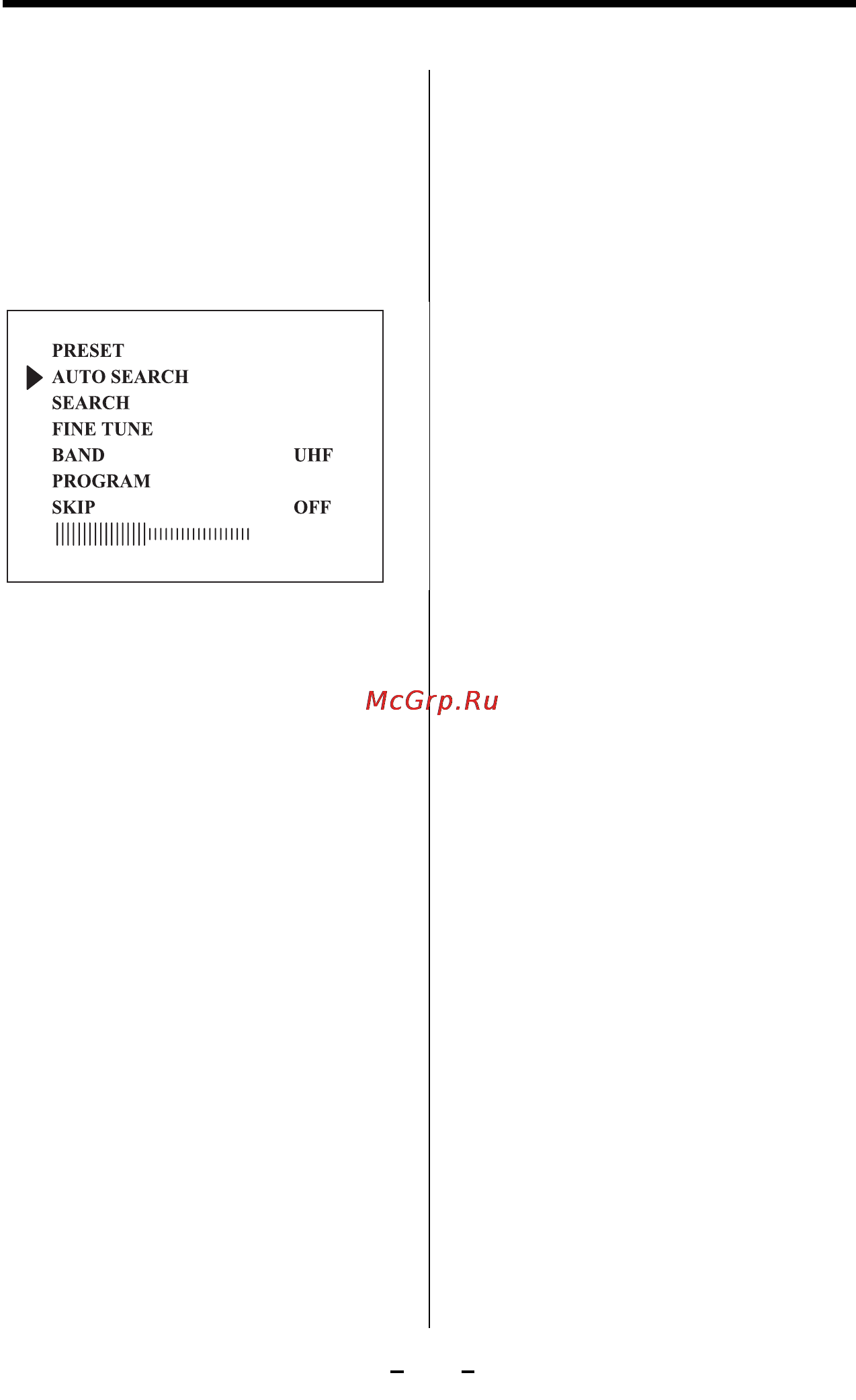 Mystery MTV-750 Bl [10/19] М е н ю н а с т р о й к и