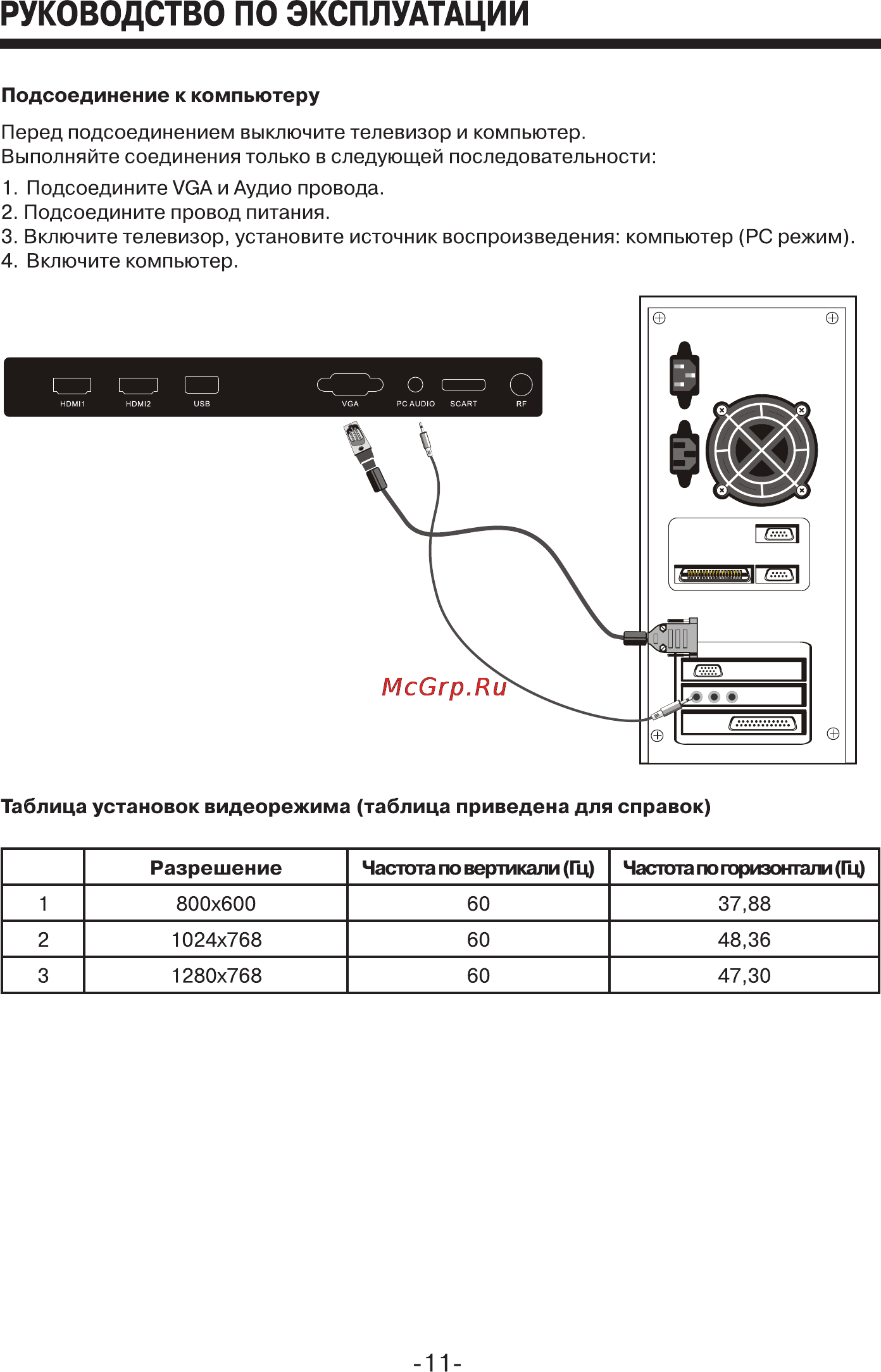 Mystery MTV-2622LW [11/24] Руководство по эксплуатации