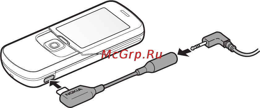 Nokia 8600 LUNA black [19/123] Подключение минигарнитуры