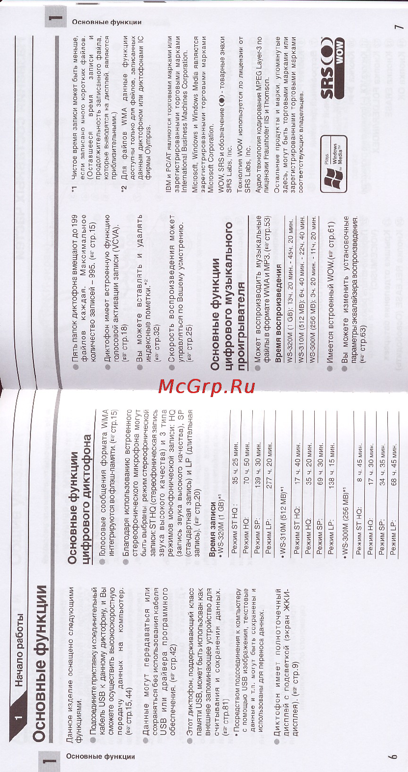 Olympus WS-300M [4/45] Начало работы