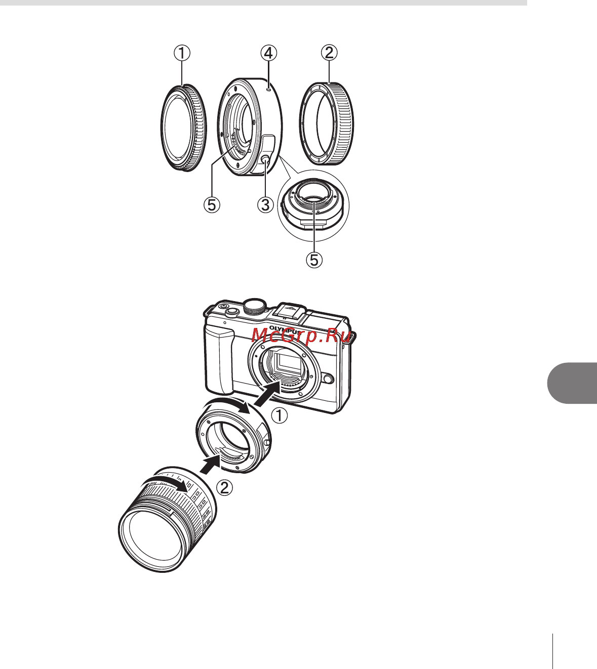 Olympus E-PL1 Champagne + 1442 Silver Kit [107/133] Адаптер для объективов системы four thirds
