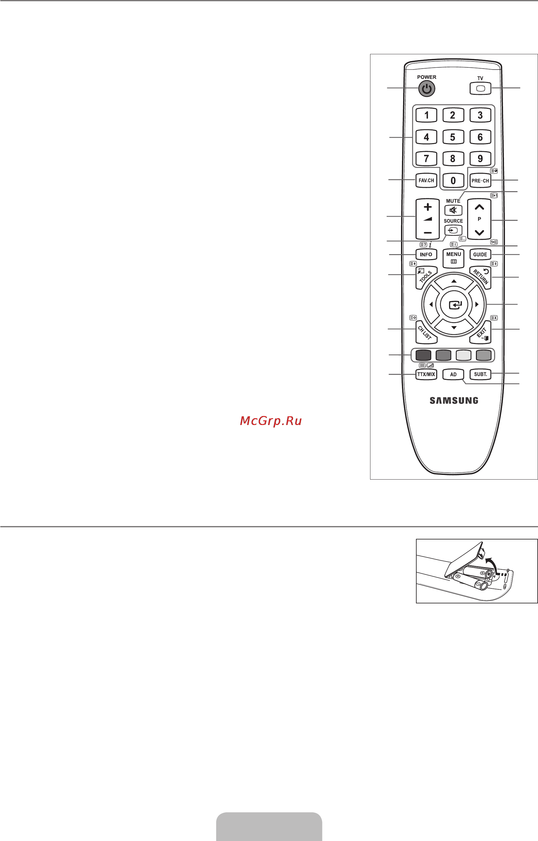 Samsung LE22B350F2W [8/61] Installing batteries in the remote control