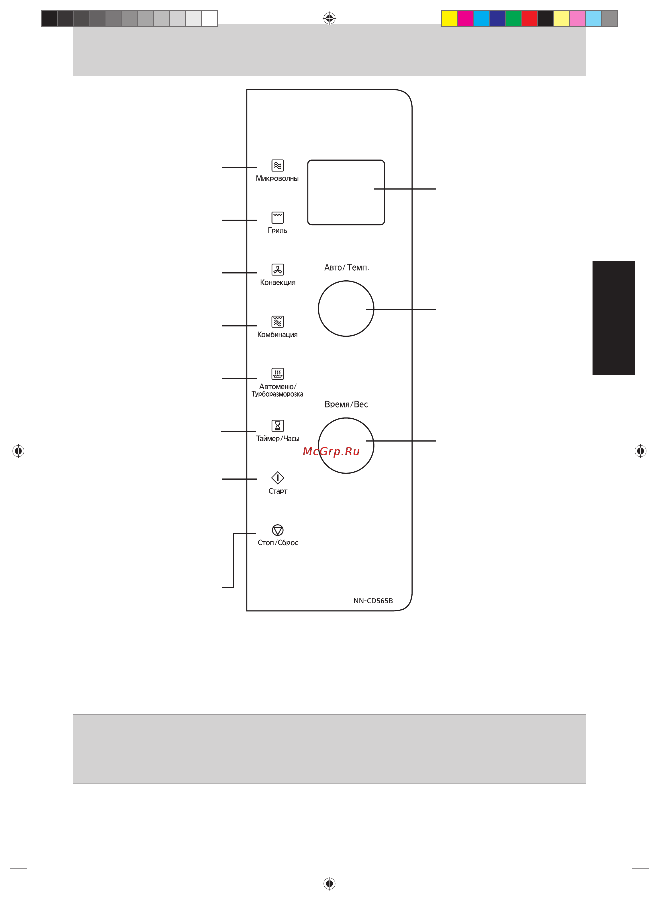Panasonic NN-CD565BZPE [9/31] Панель управления