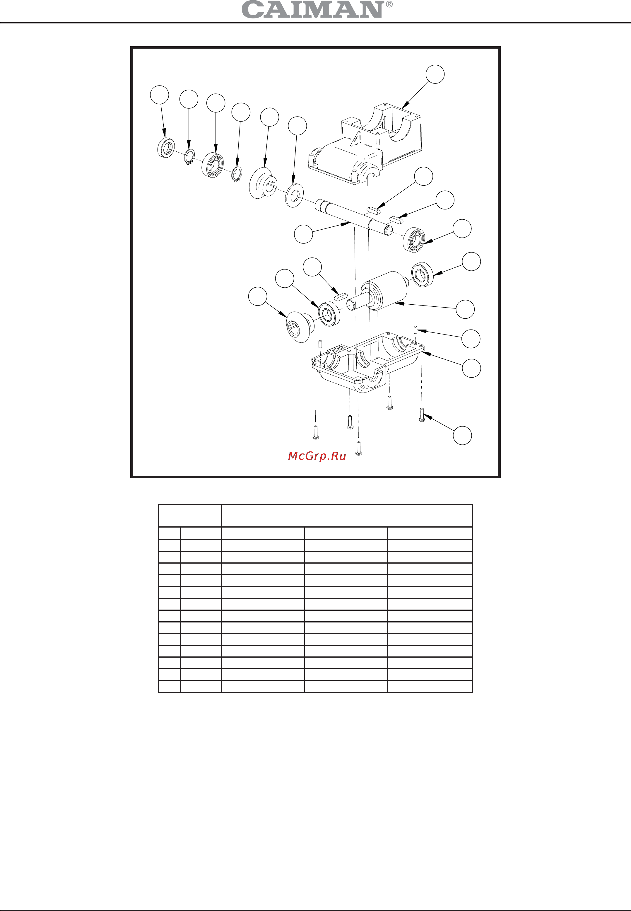 Caiman S140HDPE [15/20] Tav riduttore ribaltamento vasca drum reduction