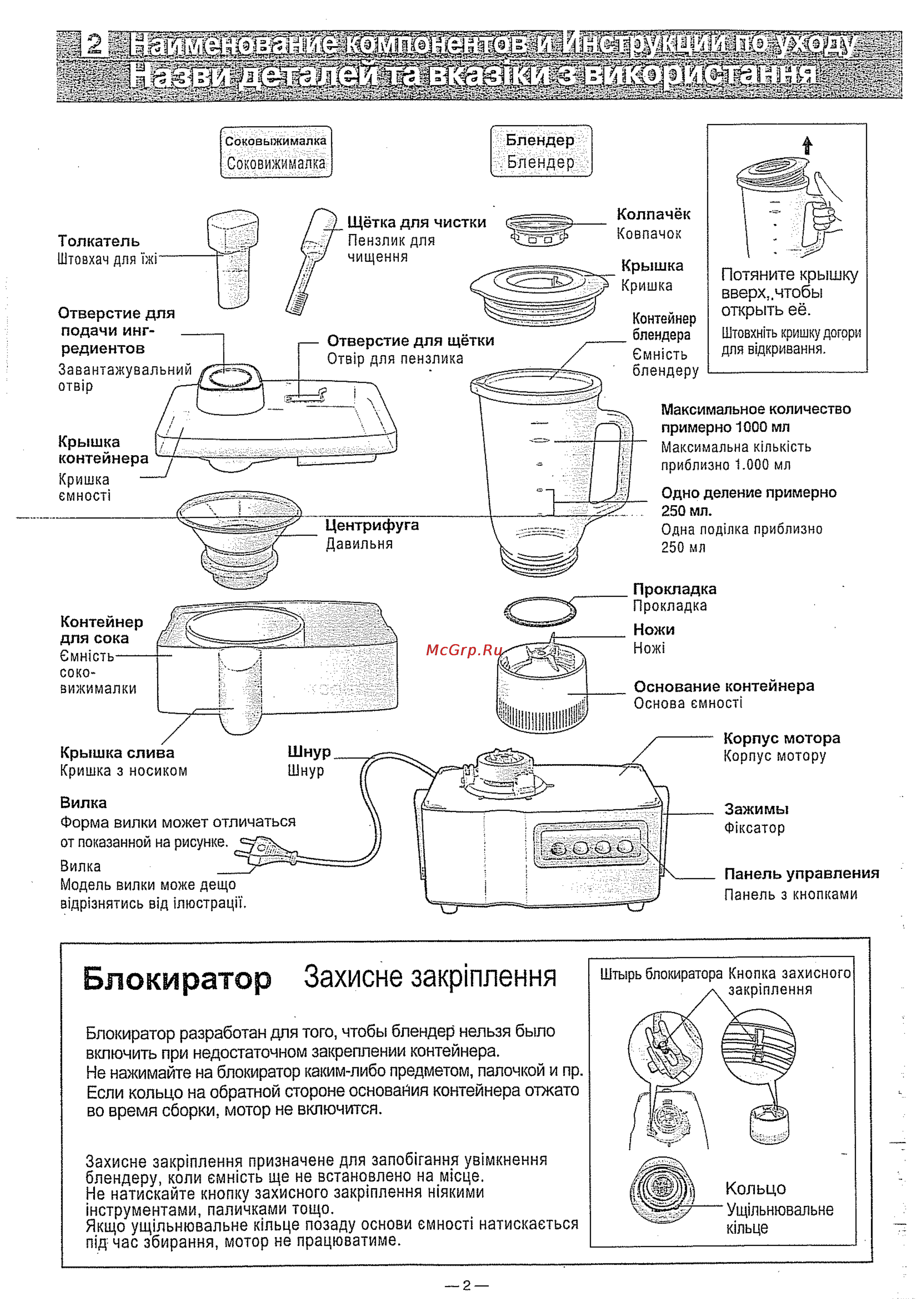 Panasonic MJW171 PWTQ [3/12] Блокиратор захисне закртлення
