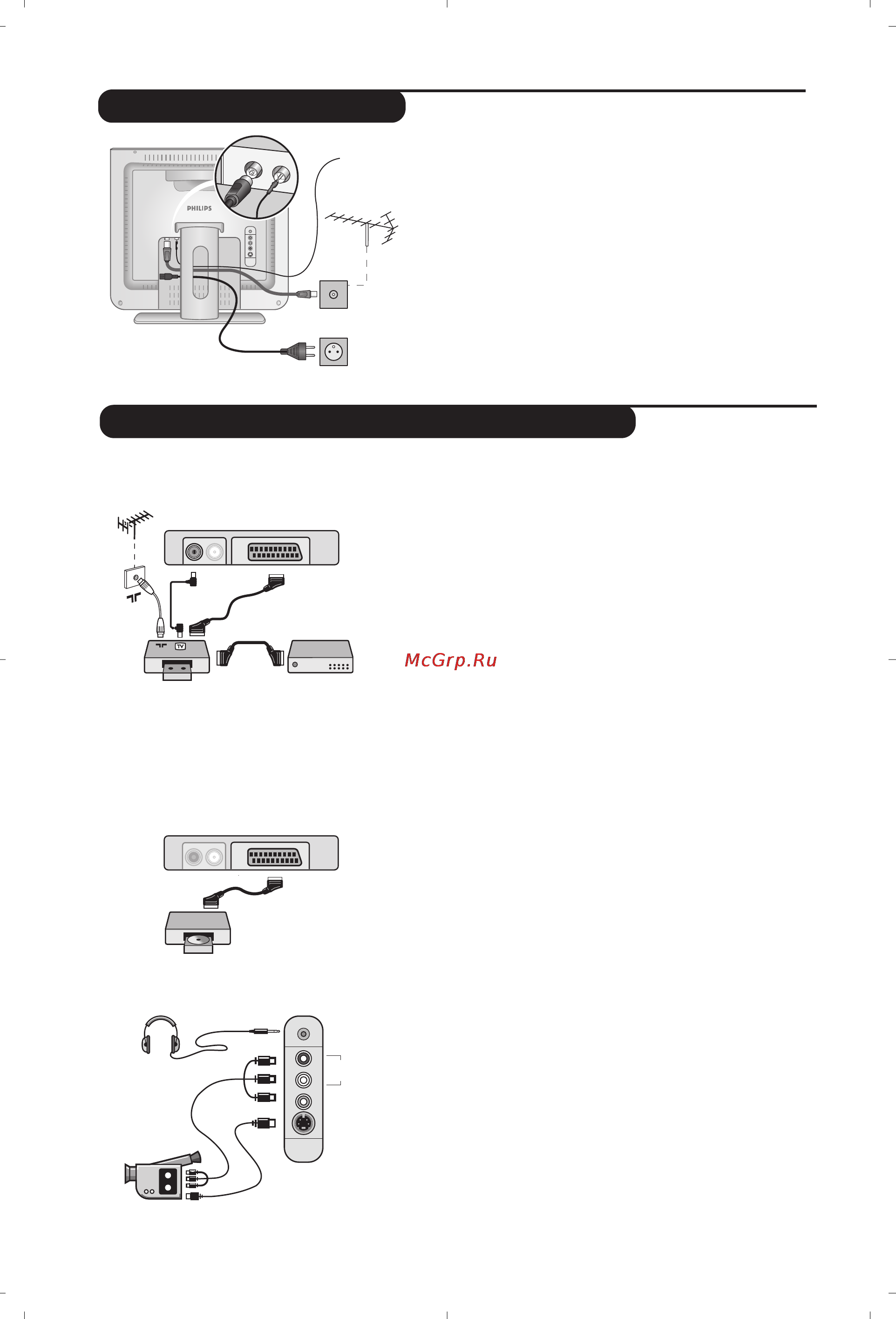Philips 15 PF 7846/58 [4/10] Подсоединение антенн