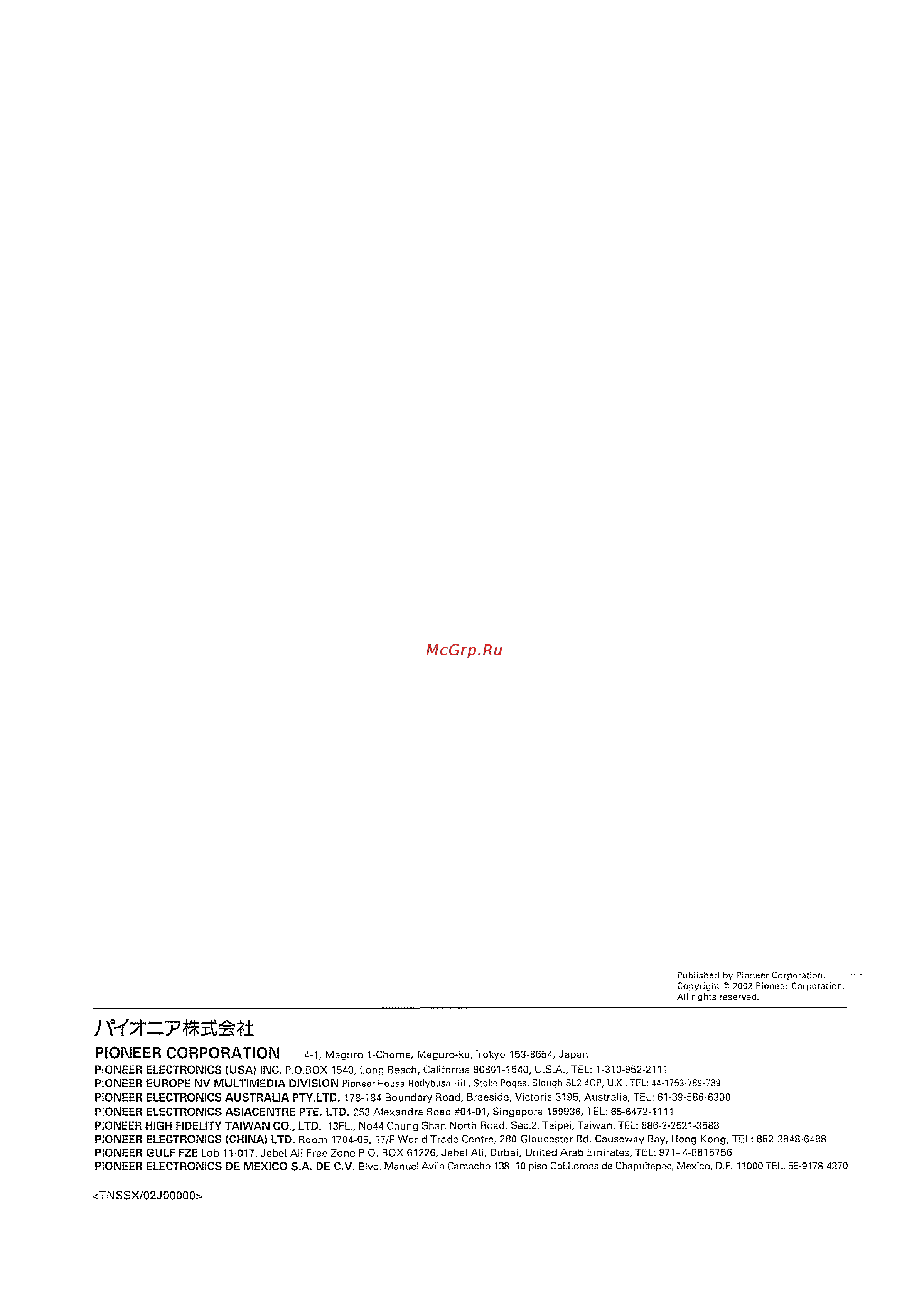 Pioneer PDK-TS03 [11/12] Pioneer corporation