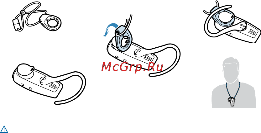 Plantronics 370 [11/18] Прикрепление шнура для ношения гарнитуры на шее