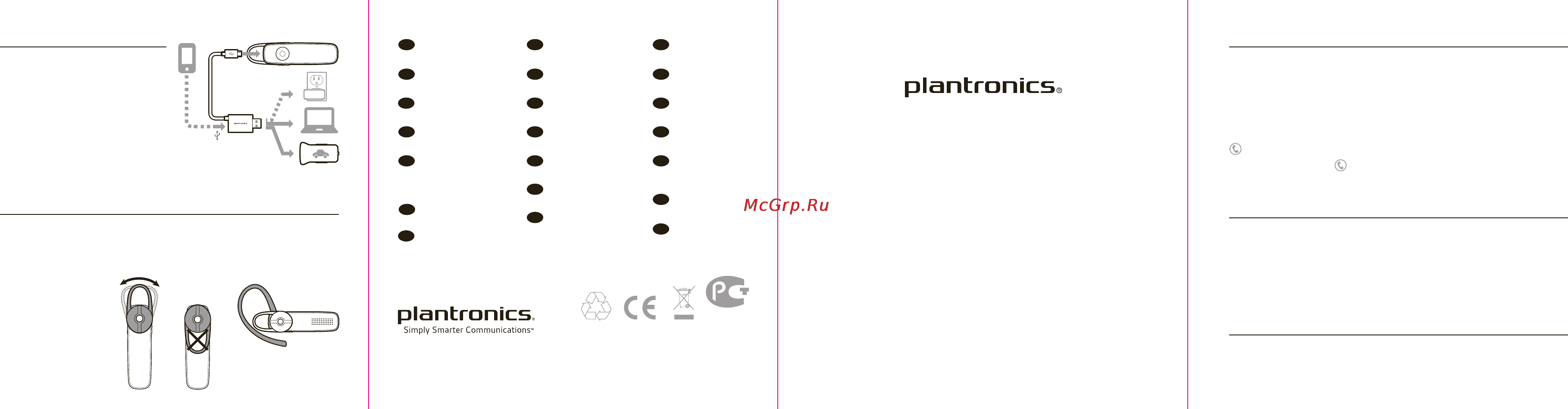 Plantronics M165 White (88130-05) Инструкция по эксплуатации онлайн