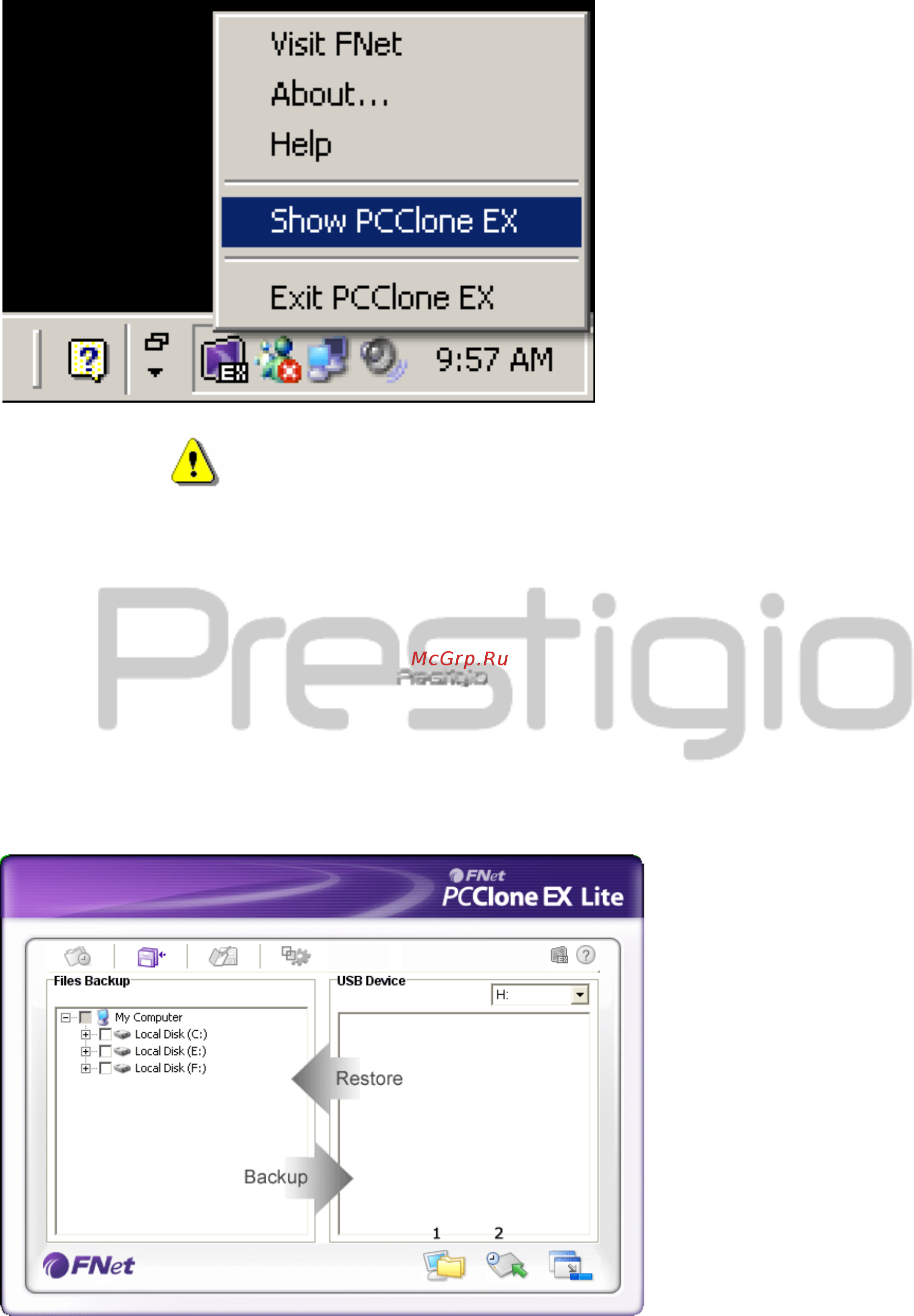 Prestigio Styl.100GB 1.8'' WH [27/38] Функции регулярного резервного копирования